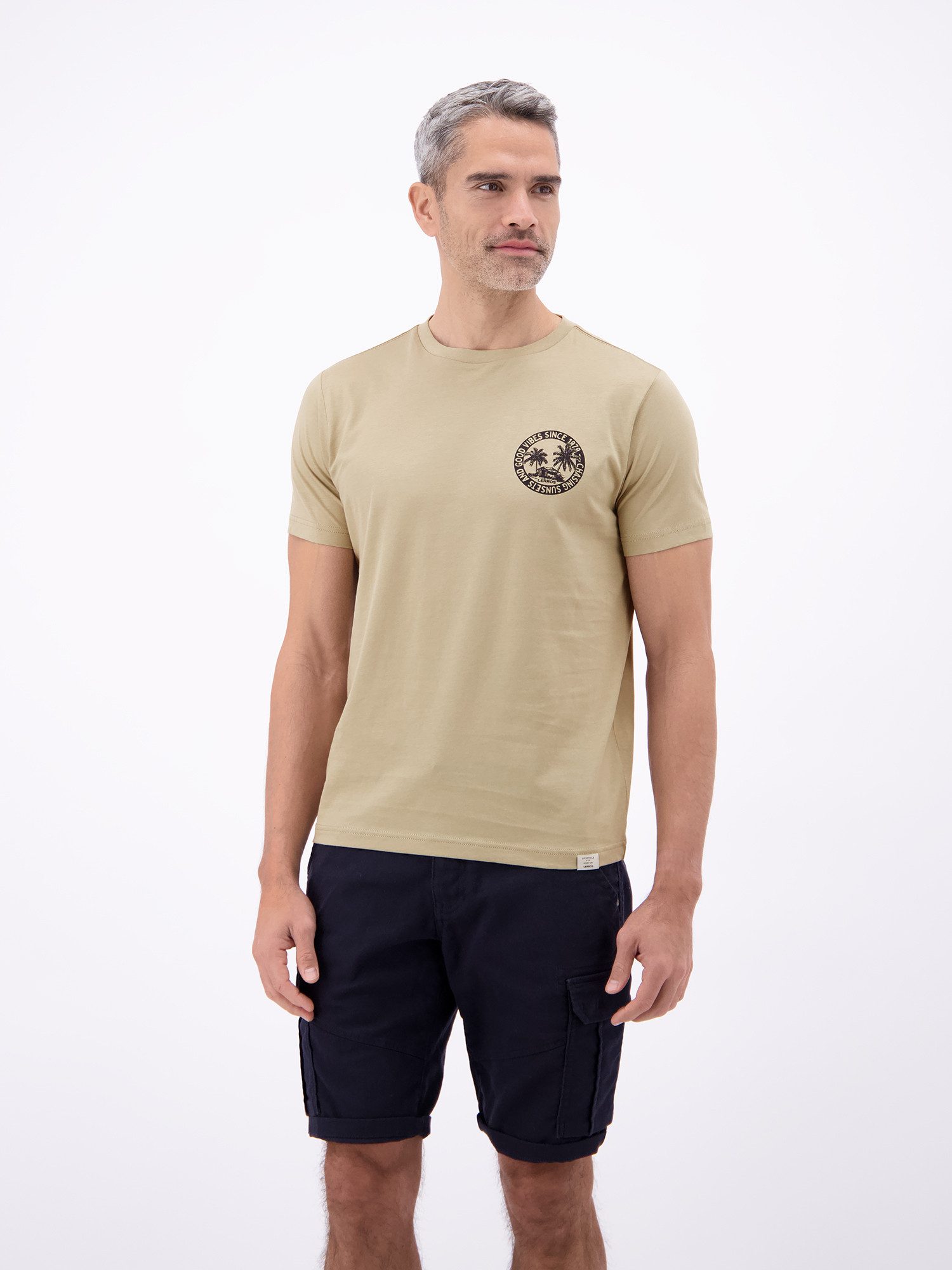 LERROS T-Shirt Lässiges, unifarbenes T-Shirt aus reiner Baumwolle mit Print