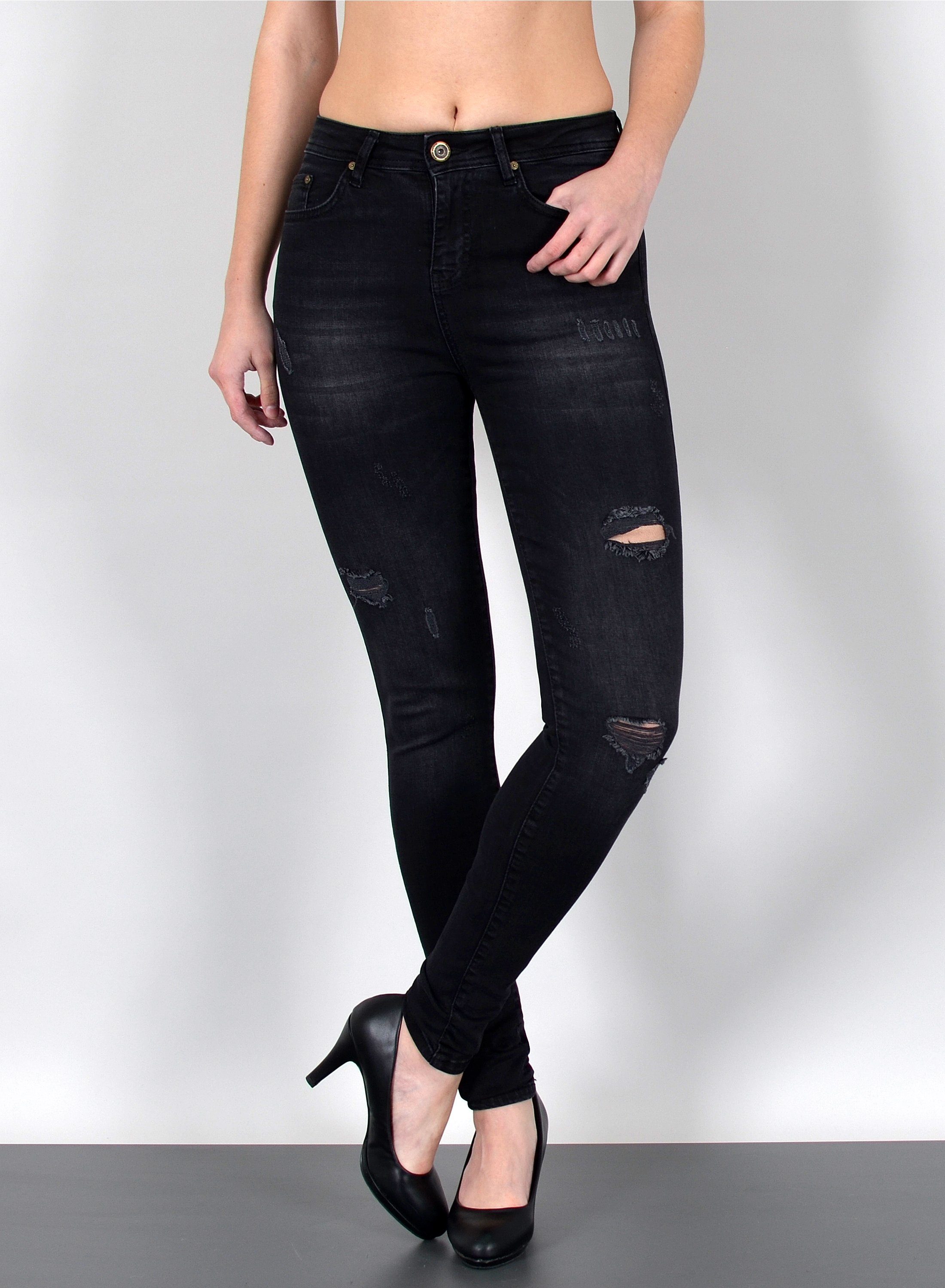 ESRA Skinny-fit-Jeans S500 High Waist Skinny Jeans Damen Röhrenjeans Hose Skinnybis Übergröße