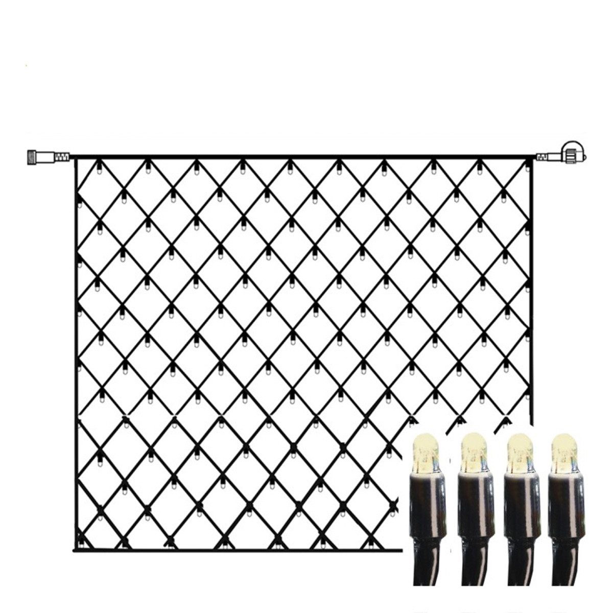 STAR TRADING LED-Lichternetz System24 LED Lichternetz 2x2m Lichterkette koppelbar ohne Trafo, 140-flammig