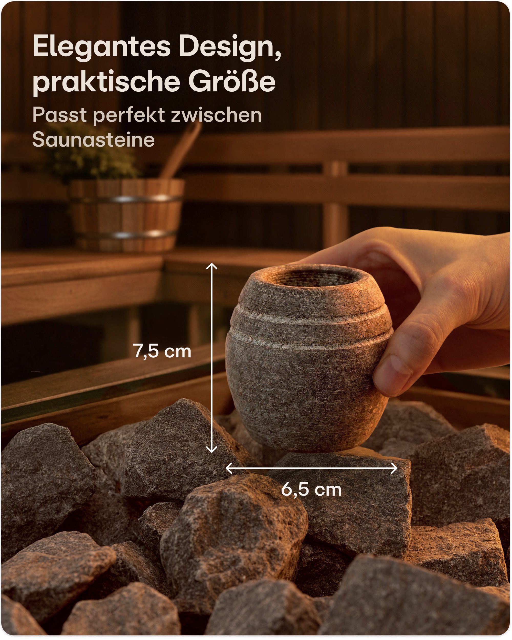 Praknu Saunasteine Sauna Verdampferschale aus robustem Granit – entspannende Duftmomente, (Einzelartikel, 1 St., 1 x Sauna-Verdampferschale aus robustem Granit, – Bild 4 von 5