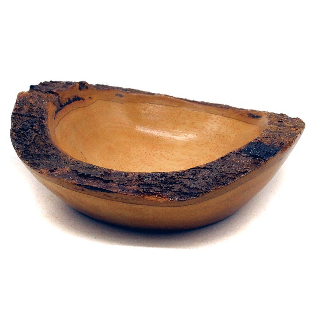 Gedeko Dekoschale Holzschale Baumrinde, Oval, Holz, aus Rund lackiert Rand mit Schale aus Mango