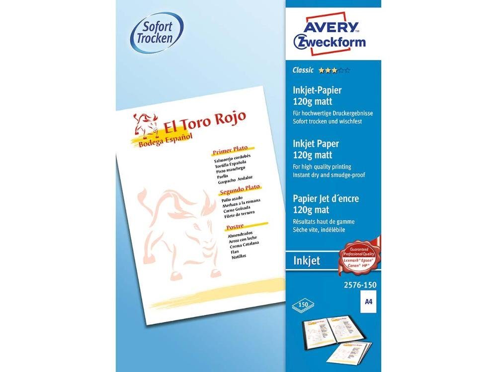 Avery Zweckform Drucker- und Kopierpapier Avery Zweckform Inkjet-Papier '2576-150' 120 g/m²