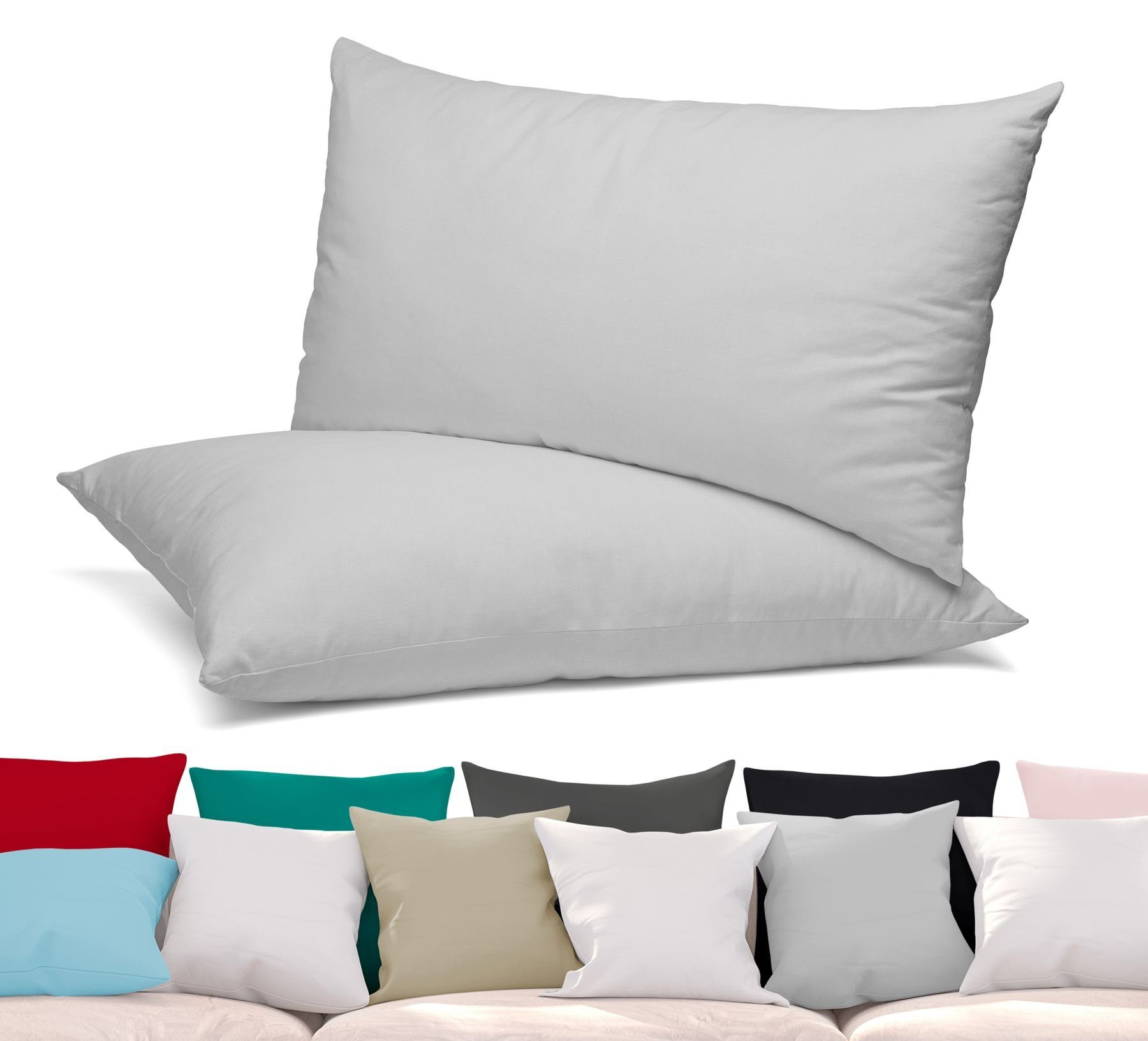Beautex Kissenhüllen 2er Set Kissenbezug, Kissenhülle aus Baumwolle, Premium Jersey 160g/m², (2 Stück)