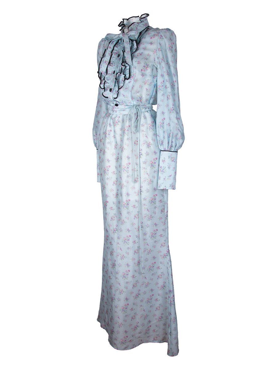 RUA & RUA Cocktailkleid Seidenkleid Maxikleid Floral Abendkleid Kleid aus Seide mit Rüschen Cocktailkleid Damen, Seidenkleid, Maxikleid, floral,elegant