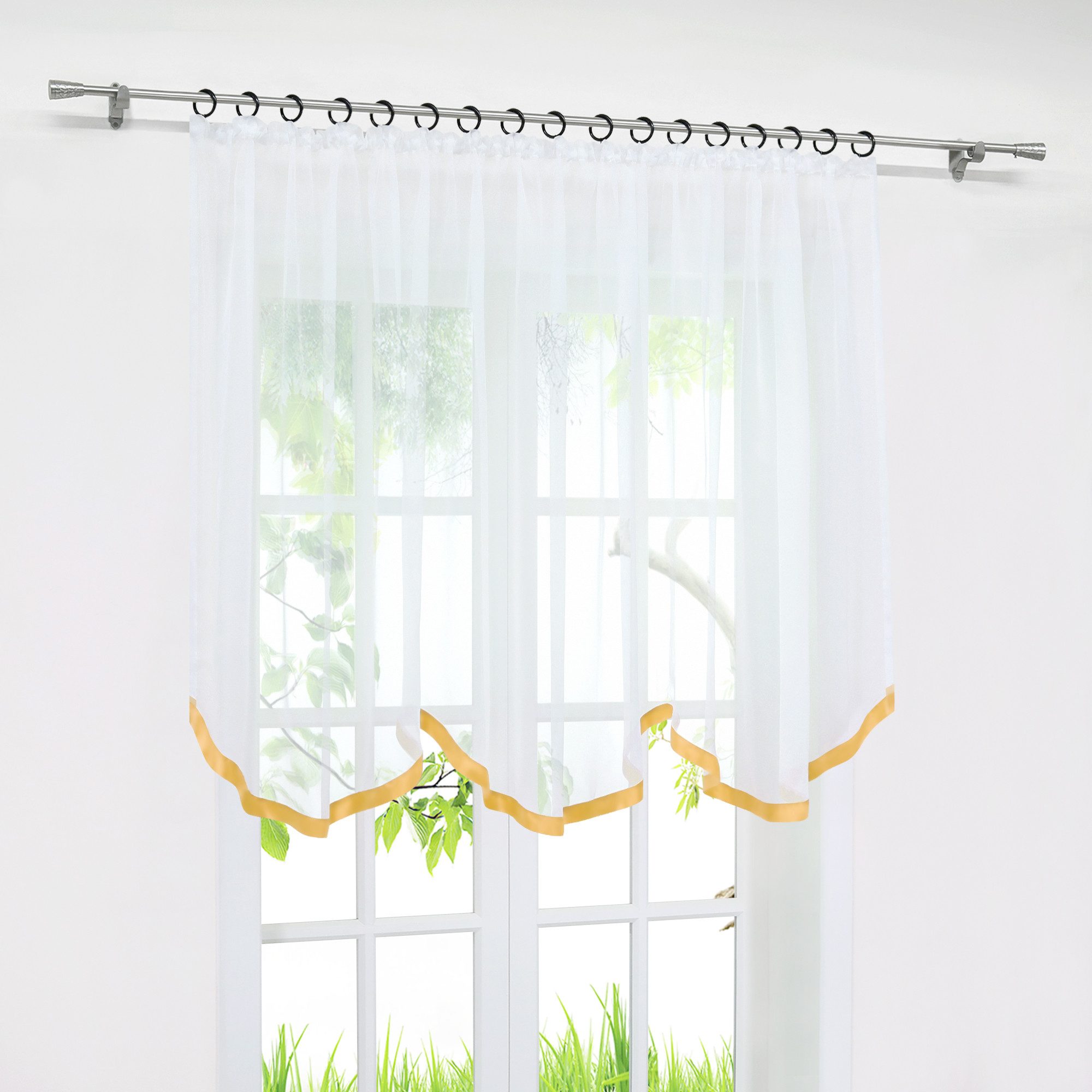 Joyswahl Scheibengardine Bogenstore (1 St), Kräuselband, transparent, Voile günstig online kaufen