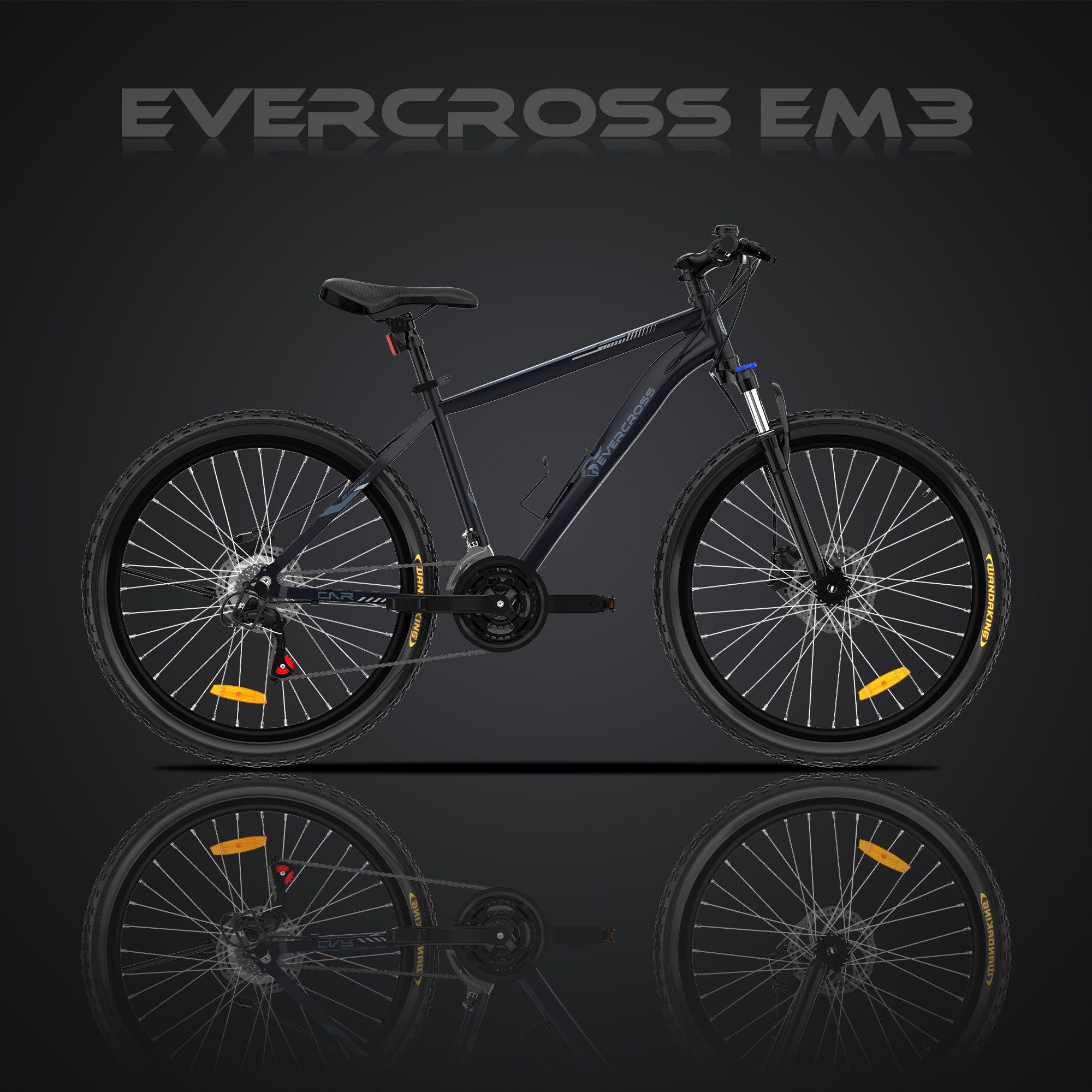 EVERCROSS TECH Mountainbike EM3 Fahrrad 26 Zoll MTB für Damen und Herren, Shimano 21 Gang, 21 Gang, Aluminiumlegierungsrahmen, Scheibenbremse, ab 160cm geeignet