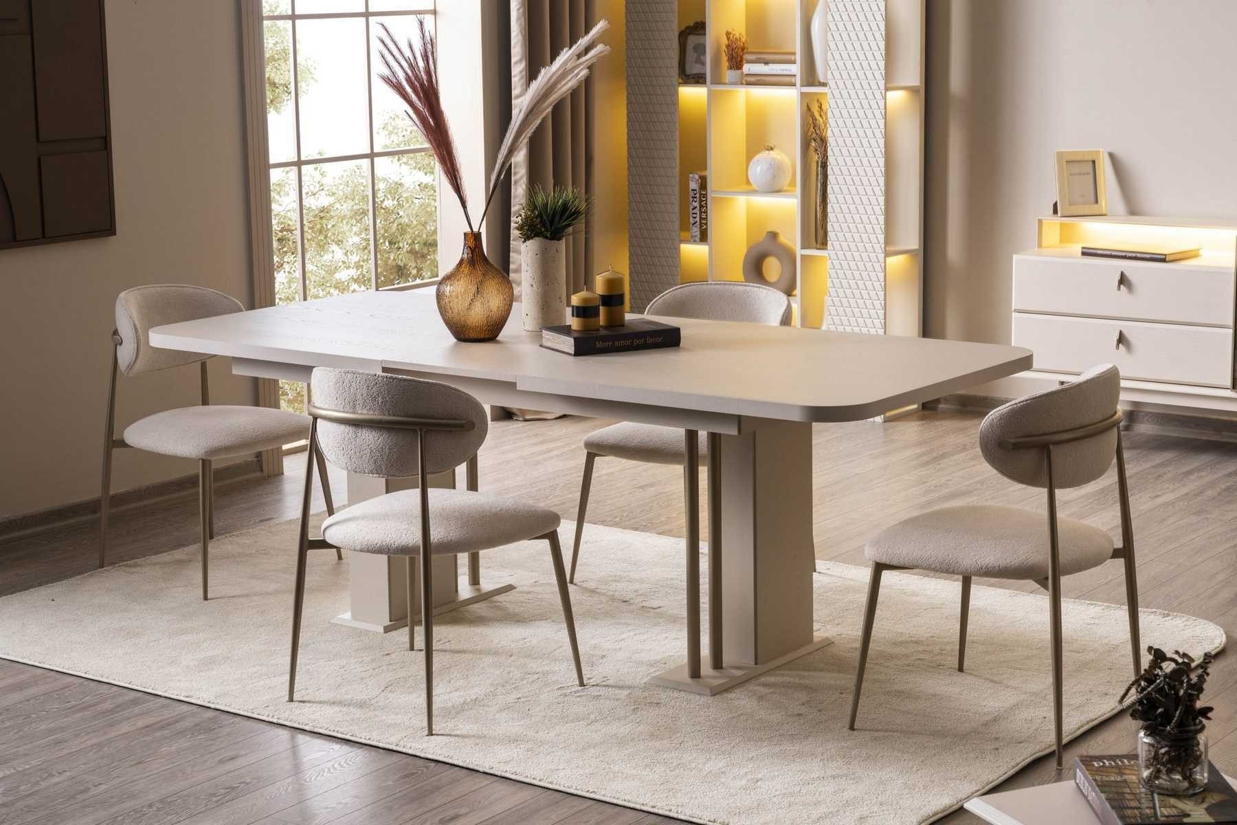 JVmoebel Esstisch Esstisch Stühle Esszimmer Stil modern Farbe beige neu Küche geräumig