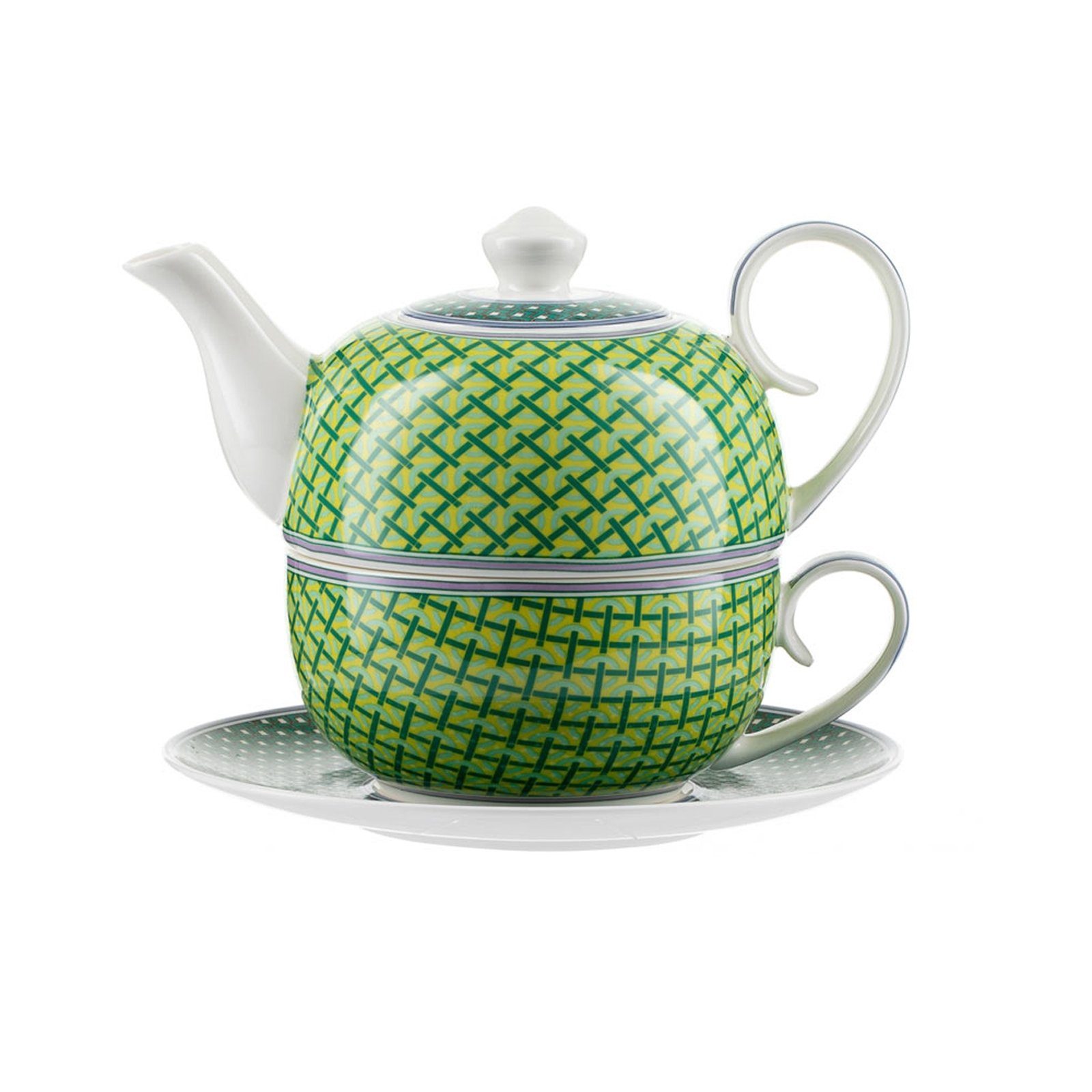 Jameson + Tailor Teekanne Tea for One Grüne Karos, 0.4 l, (Stück, 1-St), Set Teekanne Teetasse