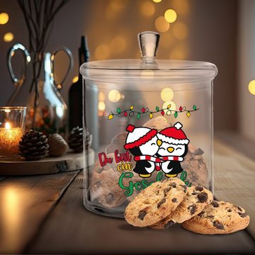 GRAVURZEILE Keksdose mit UV-Druck - Du bist ein Geschenk - Keksdose mit luftdichtem Deckel, Glas, Handgefertigte Glasdose für Partner, Freunde & Familie zu Weihnachten