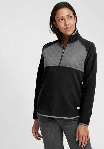 OXMO Sweatshirt OXMalita Fleece Troyer mit Stepp-Detail