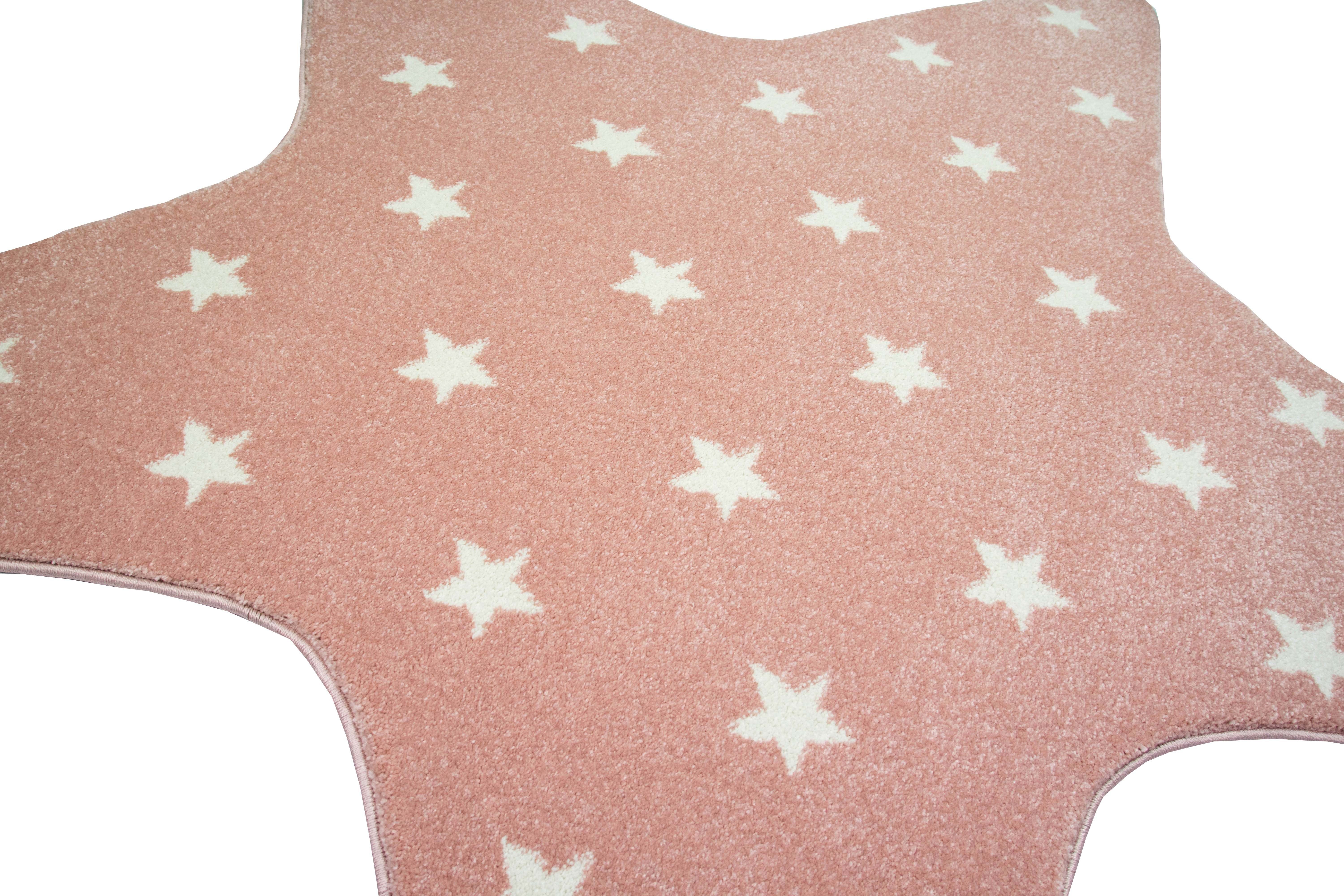 TeppichHome24 Kinderteppich Kinderzimmer Teppich Stern in Rosa, Rund, Höhe: 13 mm