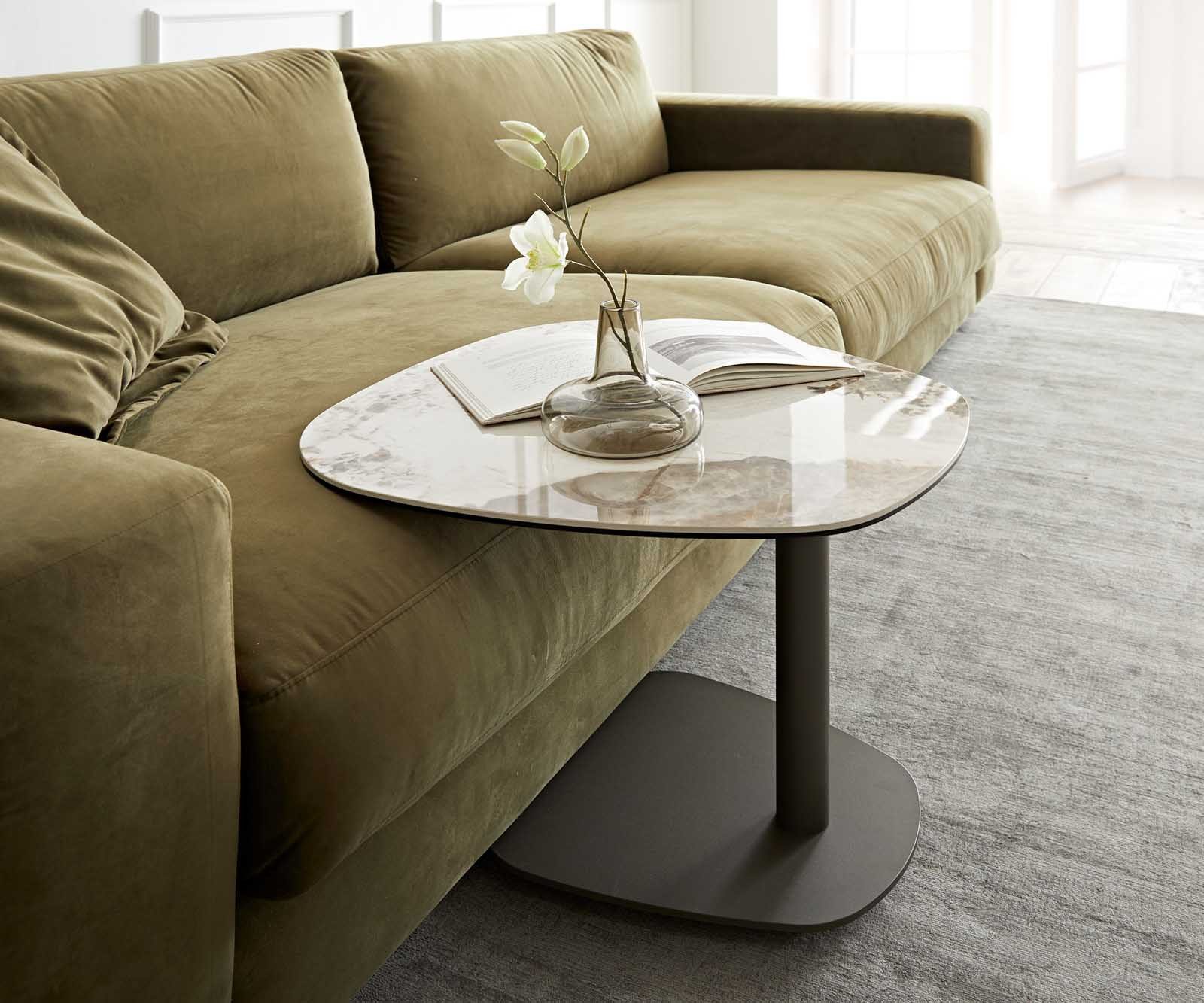 DELIFE Couchtisch Elenya, Keramik Minas Melange Weiß-Beige 60x60 cm Gestell günstig online kaufen