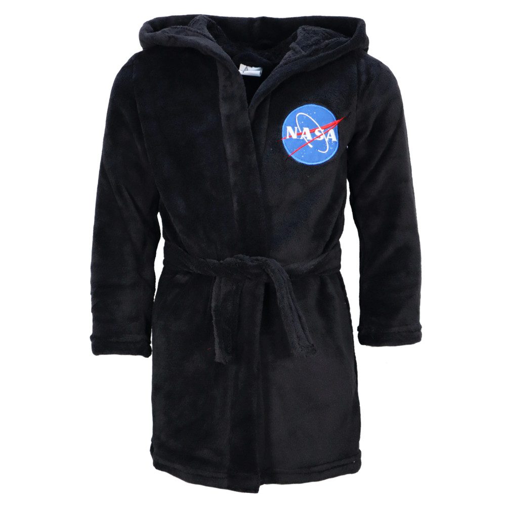 NASA Bademantel NASA Space Center Jungen Fleece Bademantel mit Kapuze, langarm, Polyester, Kapuze, Gürtel, Gr. 116 bis 158