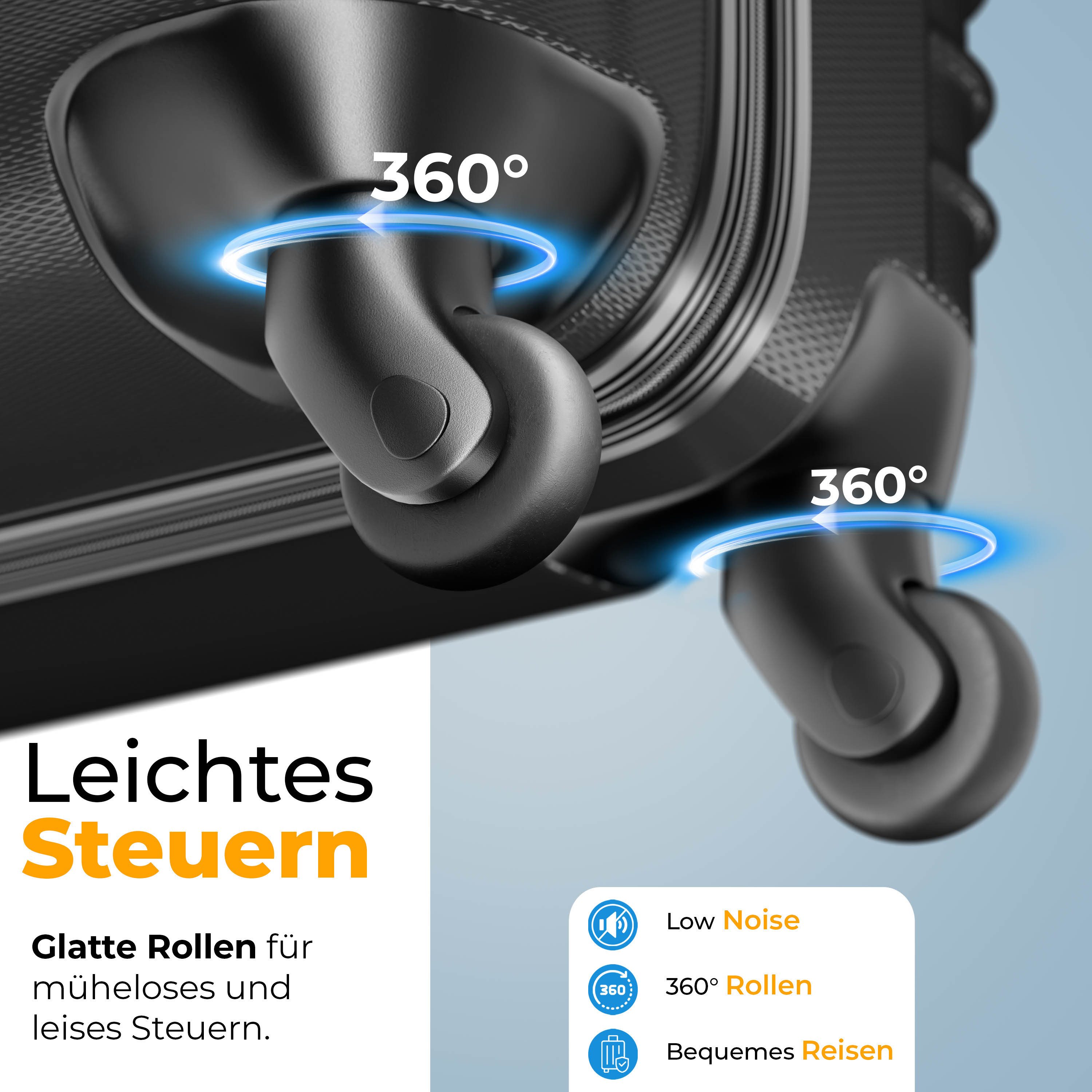 KESSER Hartschalen-Trolley Reisekoffer Handgepäck 55L Koffer Inkl. Kofferwaage + Gepäckanhänger, 4 Rollen, Rollkoffer ABS-Hartschale mit 4 Rollen, Zahlenschloss – Bild 4 von 5