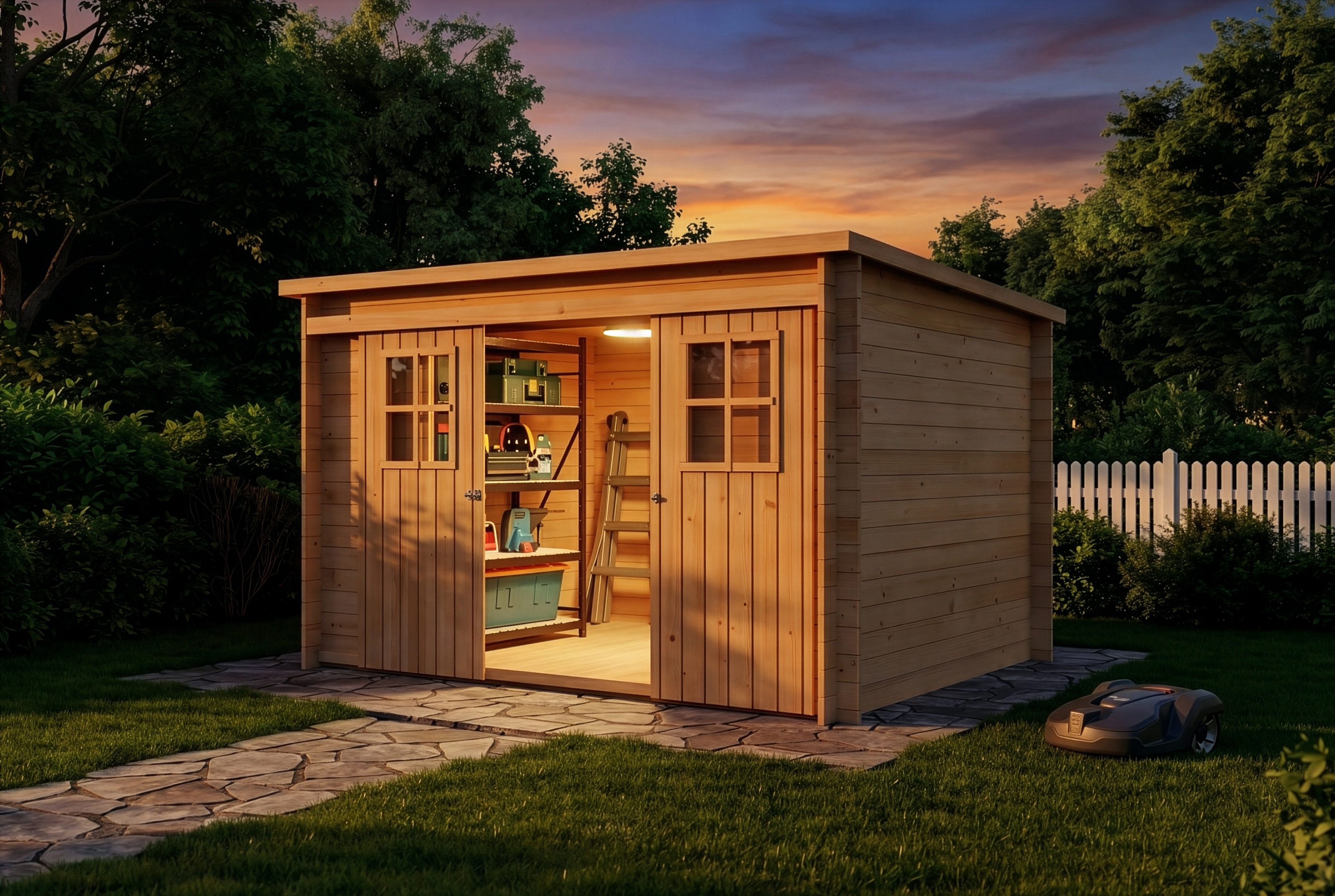 Alpholz Gerätehaus Holz Vera, BxT: 325x235 cm, in Naturbelassen mit 19mm Wandstärke