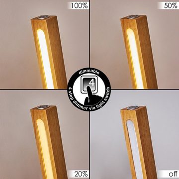 hofstein Stehlampe »Magliacane« Bodenlampe aus Metall/Holz in Schwarz/Natur/Weiß, 3000 Kelvin, dimmbare Stehlampe mit Tastdimmer am Gehäuse, 20 Watt, 2300 Lumen