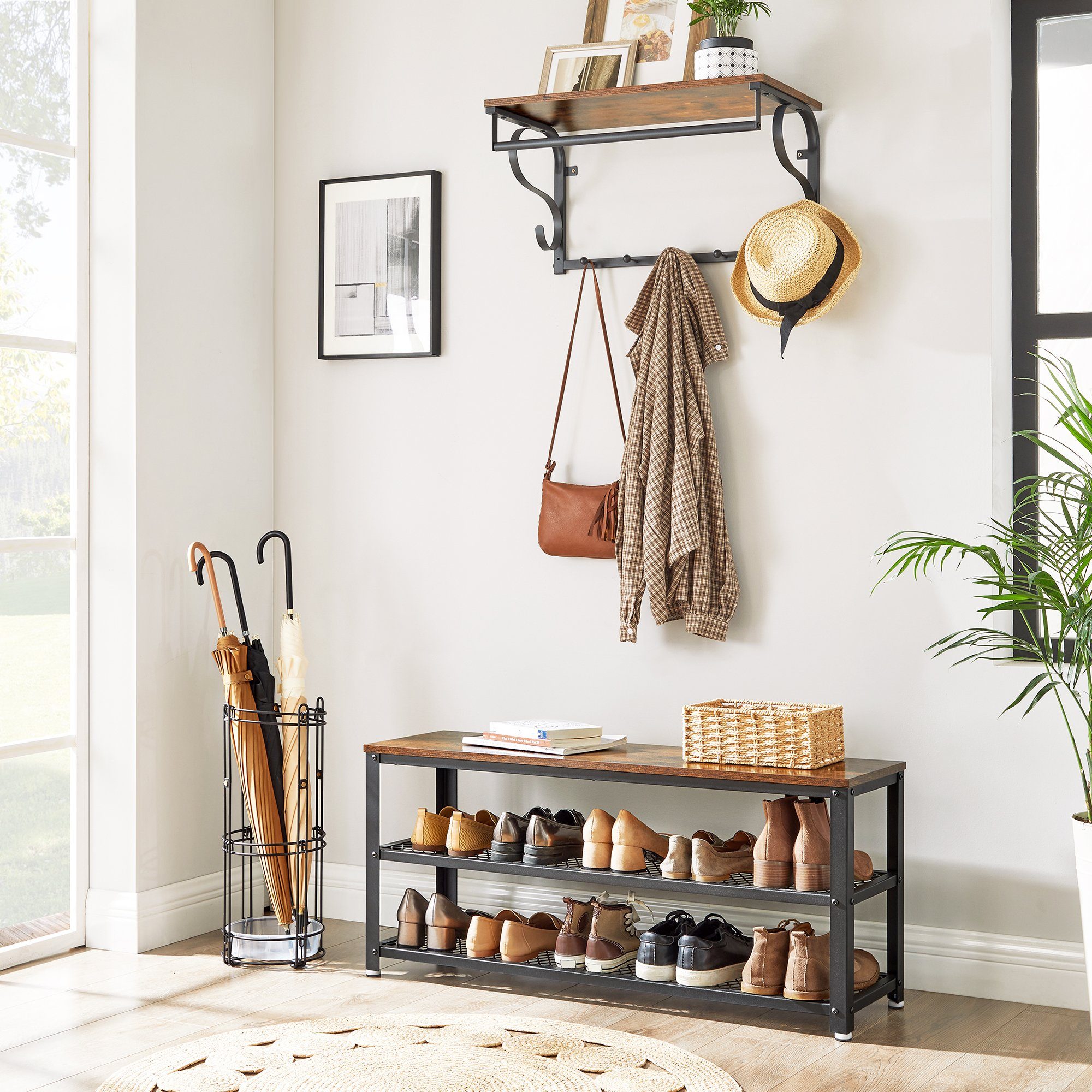 VASAGLE Schuhbank, Schuhregal, 100 x 30 x 45 cm (L x B x H)