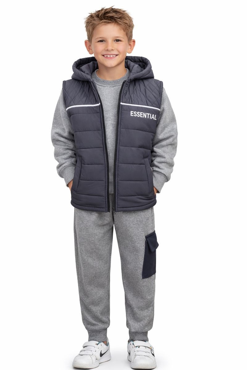 Sweatanzug Sweatanzug mit Weste Freizeitset Sweat-Shirt Weste Jogginghose JF159a