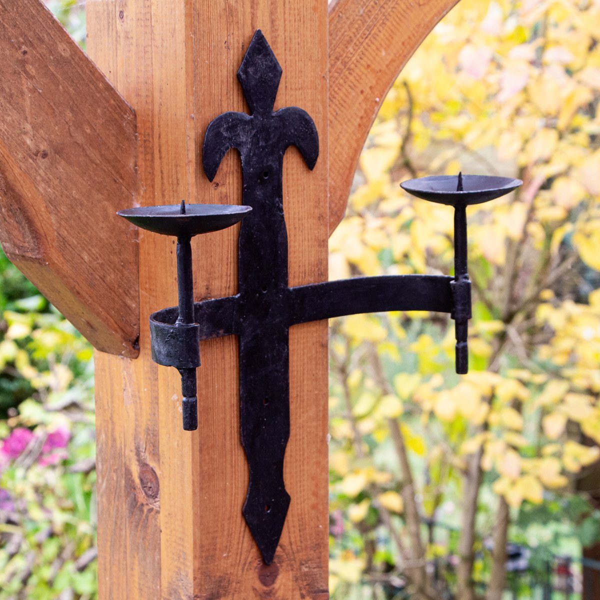 Antikas Wanddekoobjekt Kerzenhalter, 2 Kerzen, Gusseisen, Burgfackel, Eisen günstig online kaufen