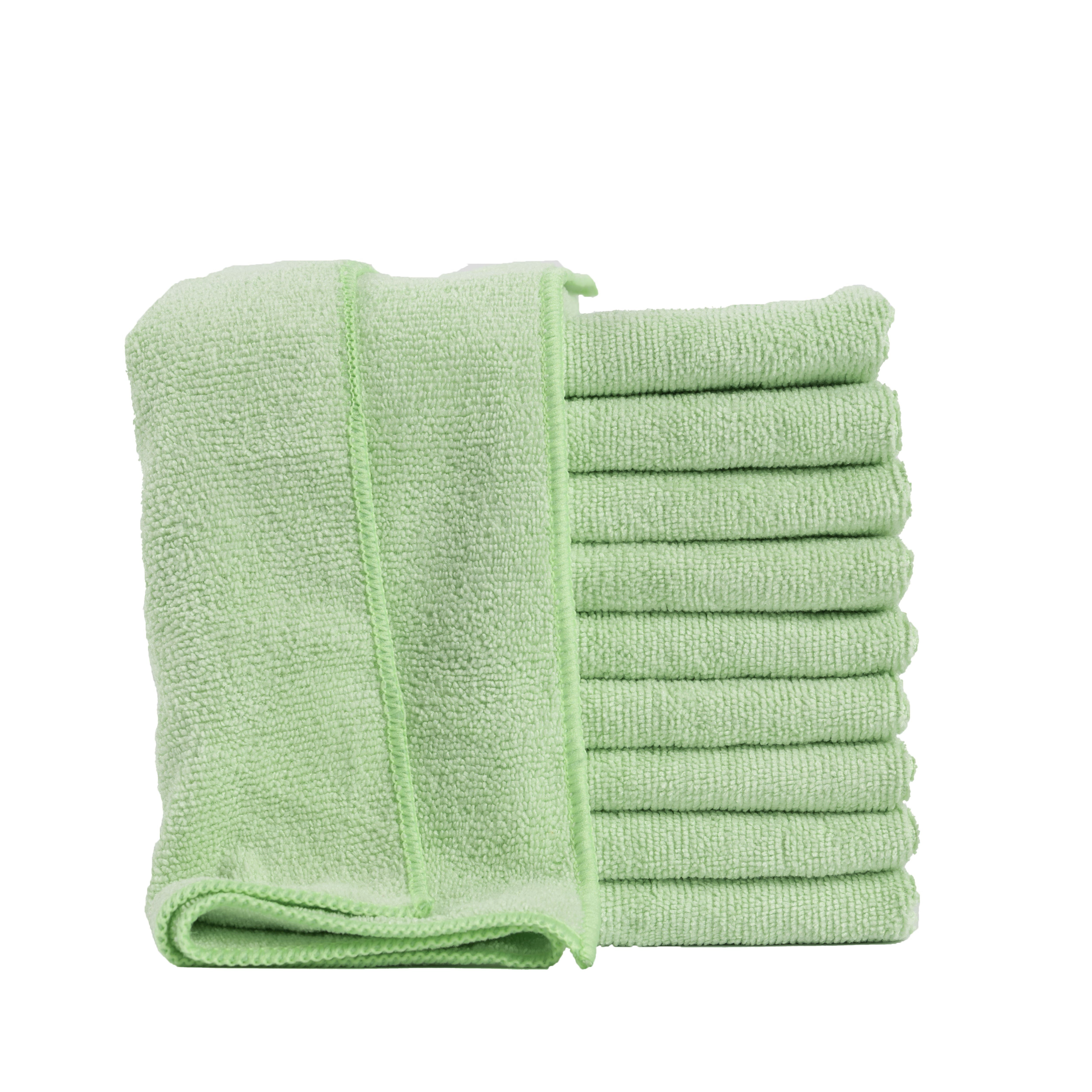 Hometex Premium Textiles Geschirrtuch Mikrofaser Putztuch, Staubtuch Reinigungstuch 40 x 40 cm, (10-tlg), Ideal für Autopflege, Küche und Barista Grün