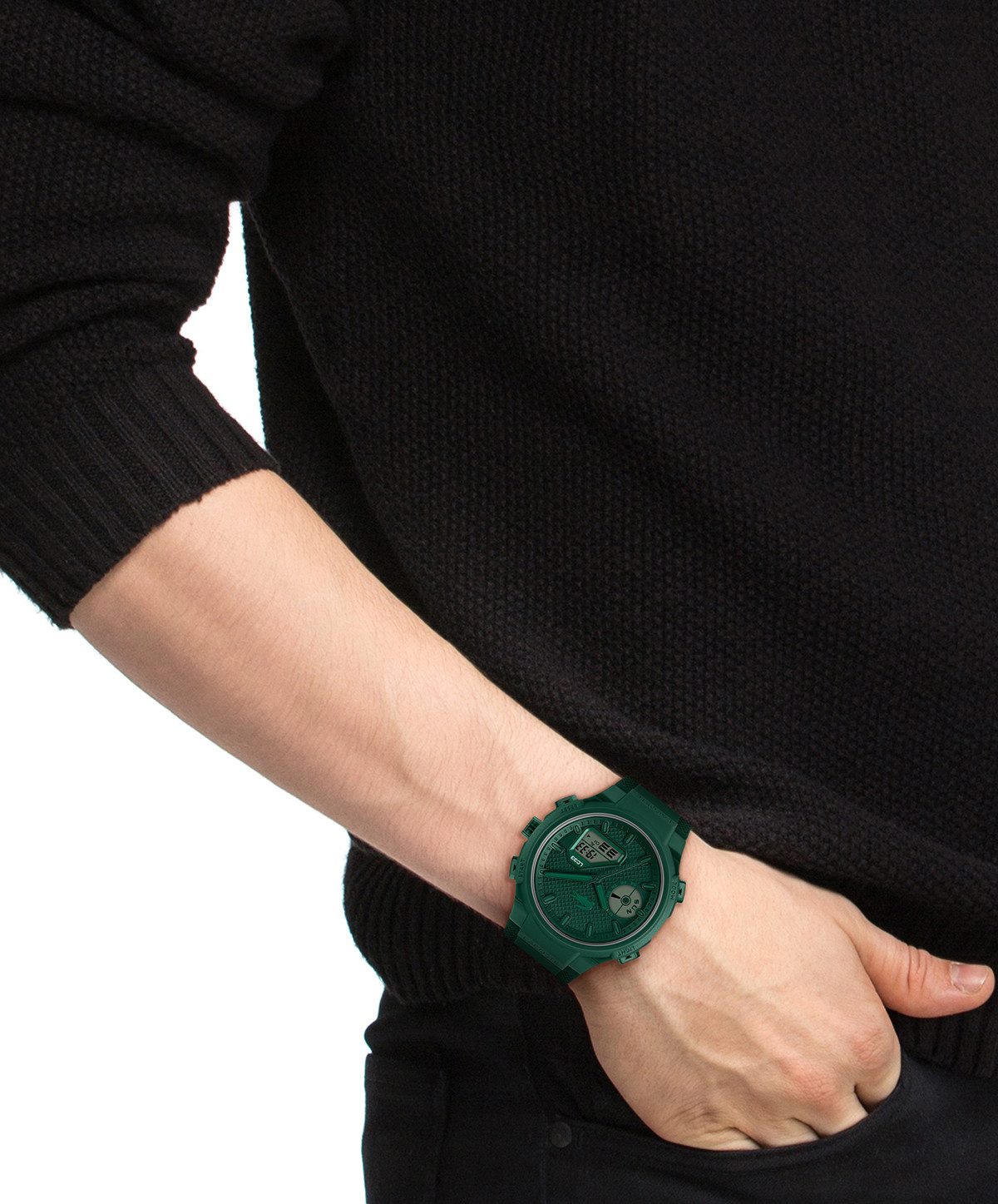 Lacoste Chronograph LC33 2011449, Quarzuhr, Armbanduhr, Herrenuhr, Silikonarmband, analog, digital, Tag