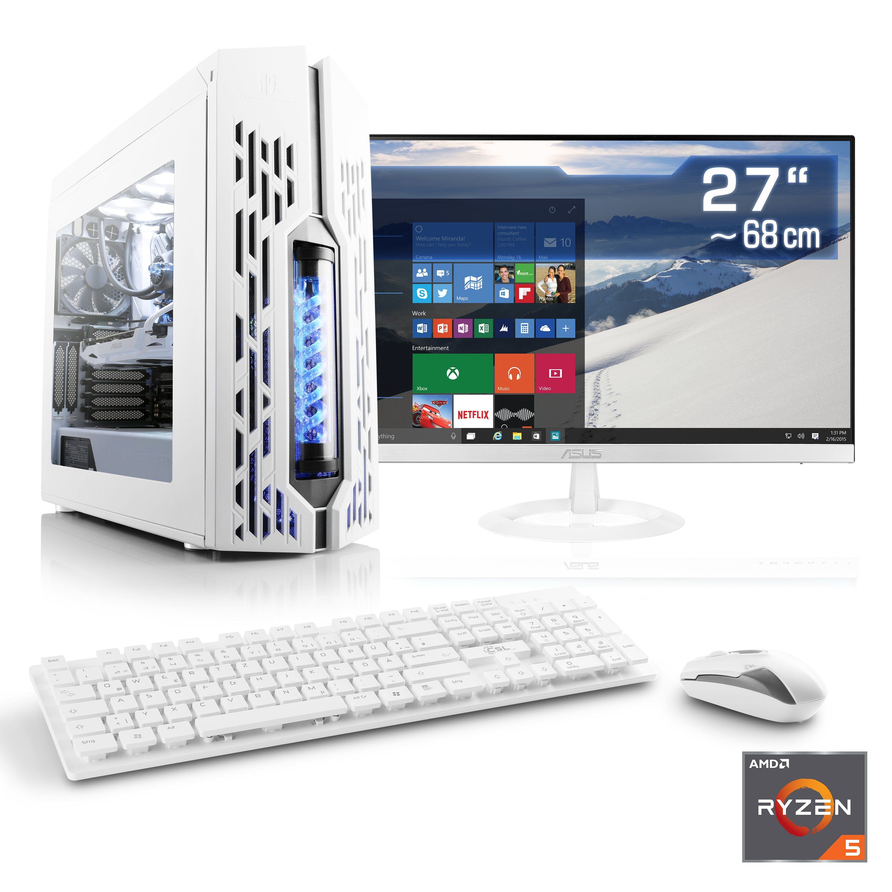 CSL Gaming PC, AMD Ryzen 5 2600, GTX 1060, 16 GB RAM, SSD »Snow Edition  T8550 Wasserkühlung« online kaufen | OTTO