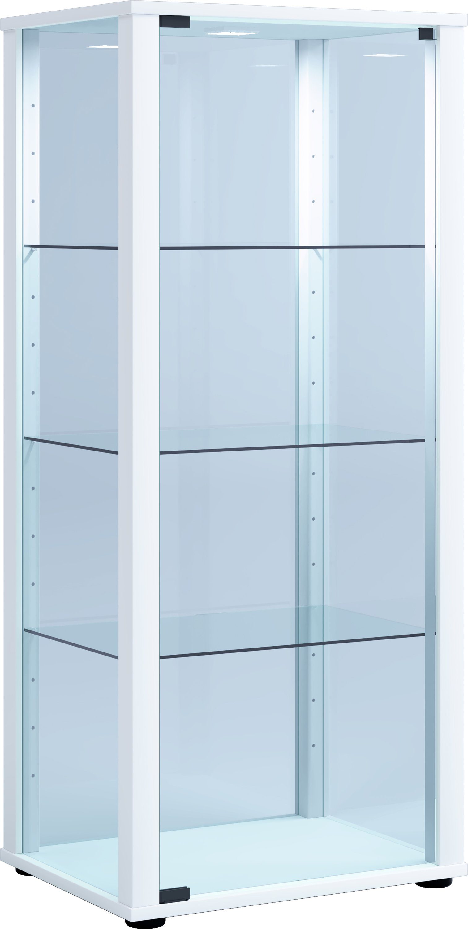 Standvitrine Kavisa Holz Vitrine Weiß Glas Stand VCM M Sammelvitrine