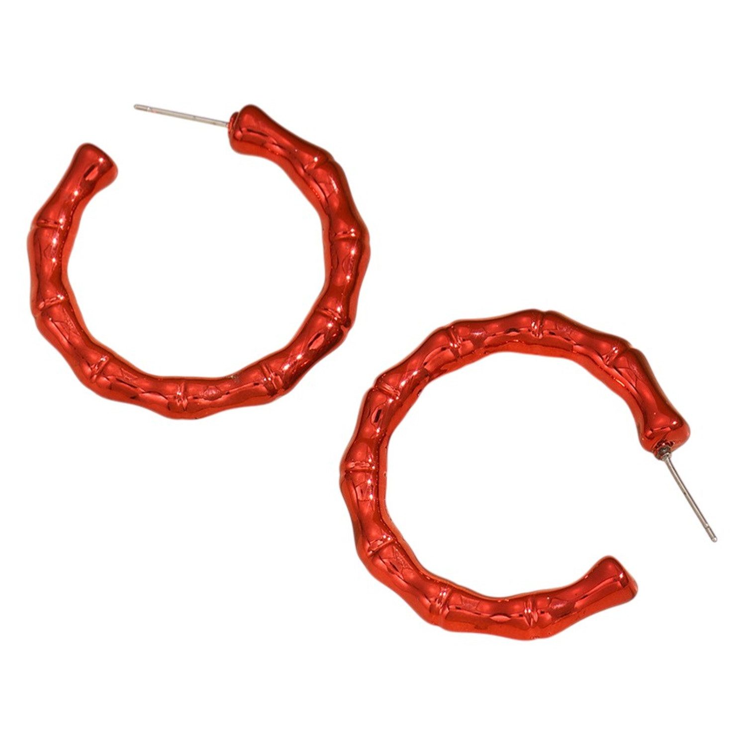 KARMA Paar Creolen rund Acryl Ohrringe bunt 3,8 cm Damenohrringe (Pink Grün Blau Rot Schwarz Gold Silber, 2-tlg., Damencreolen modern Geschenk für Sie), Ohrschmuck Kreolen Damenschmuck