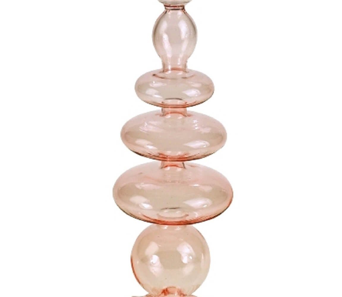 degawo Windlicht Kerzenhalter Bubble Glas in rosa H 26,5 cm. Für Stabkerzen Ø 2,2 cm (1x Kerzenleuchter)