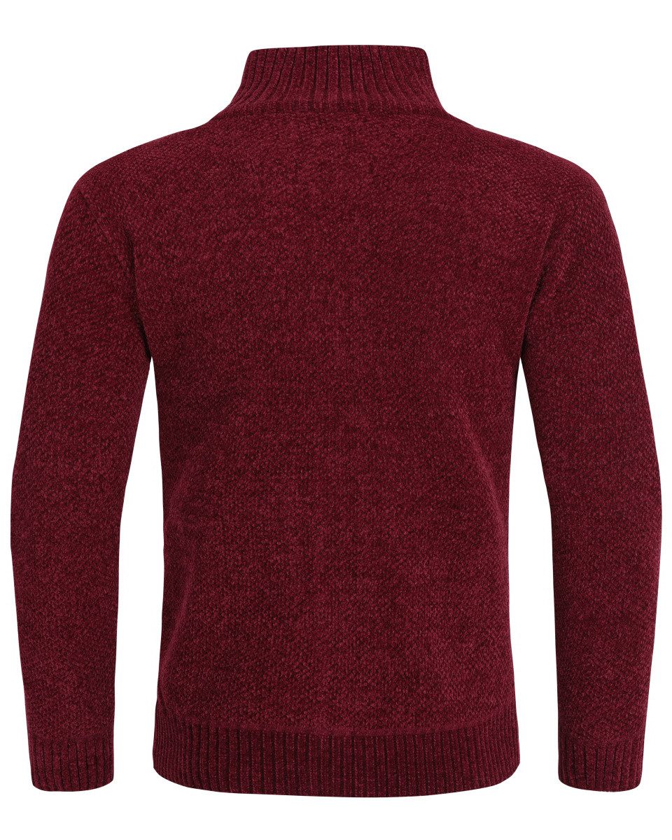 Allthemen Strickjacke mit Stehkragen Cardigan Uni Grobstrick Pullover