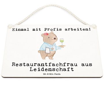 Mr. & Mrs. Panda Hinweisschild DIN A6 Restaurantfachfrau Leidenschaft - Weiß - Geschenk, Holzschild, (1 St), Herzberührende Sprüche