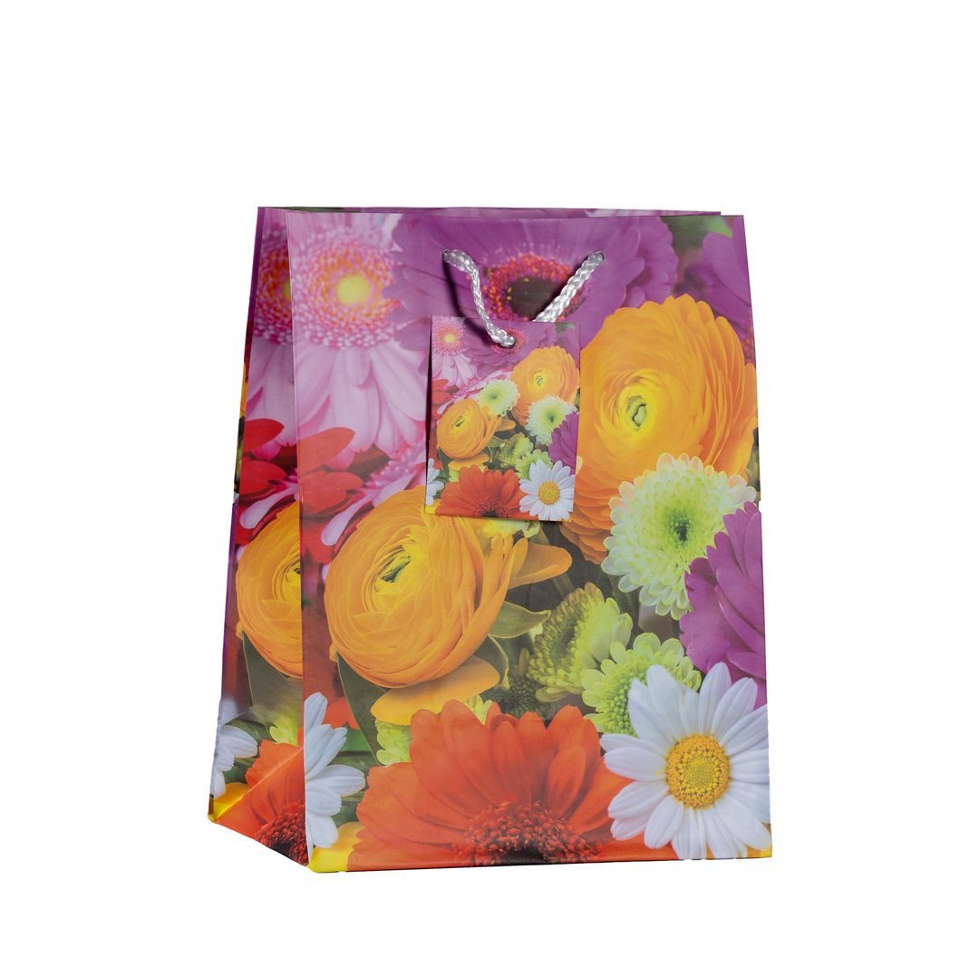 laro Geschenkbox Geschenktüten mit Henkel Medium Blumen Sommer 12-96 (24 St)