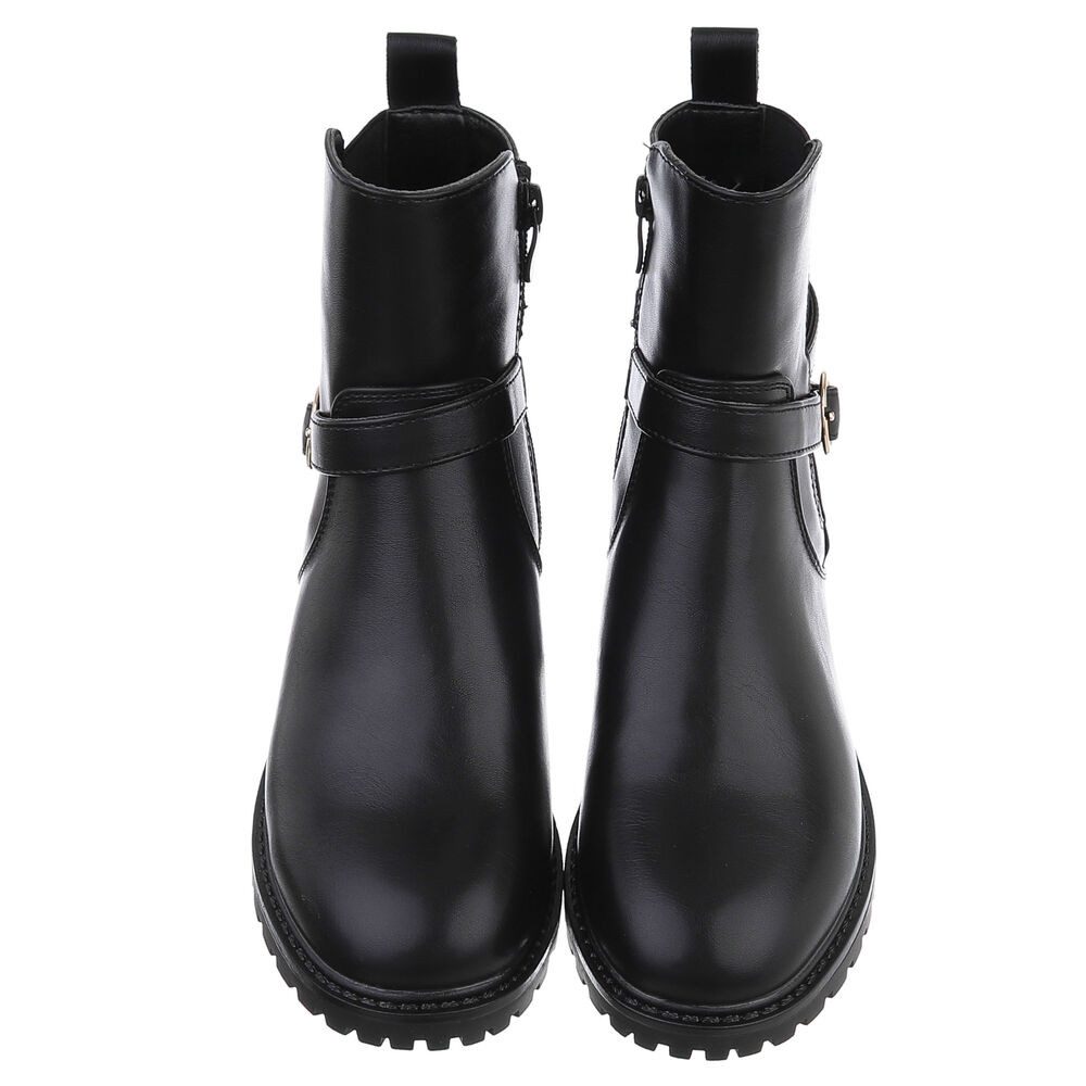 Ital-Design Damen Freizeit Stiefelette (88489438) Blockabsatz Flache Stiefeletten in Schwarz – Bild 4 von 5