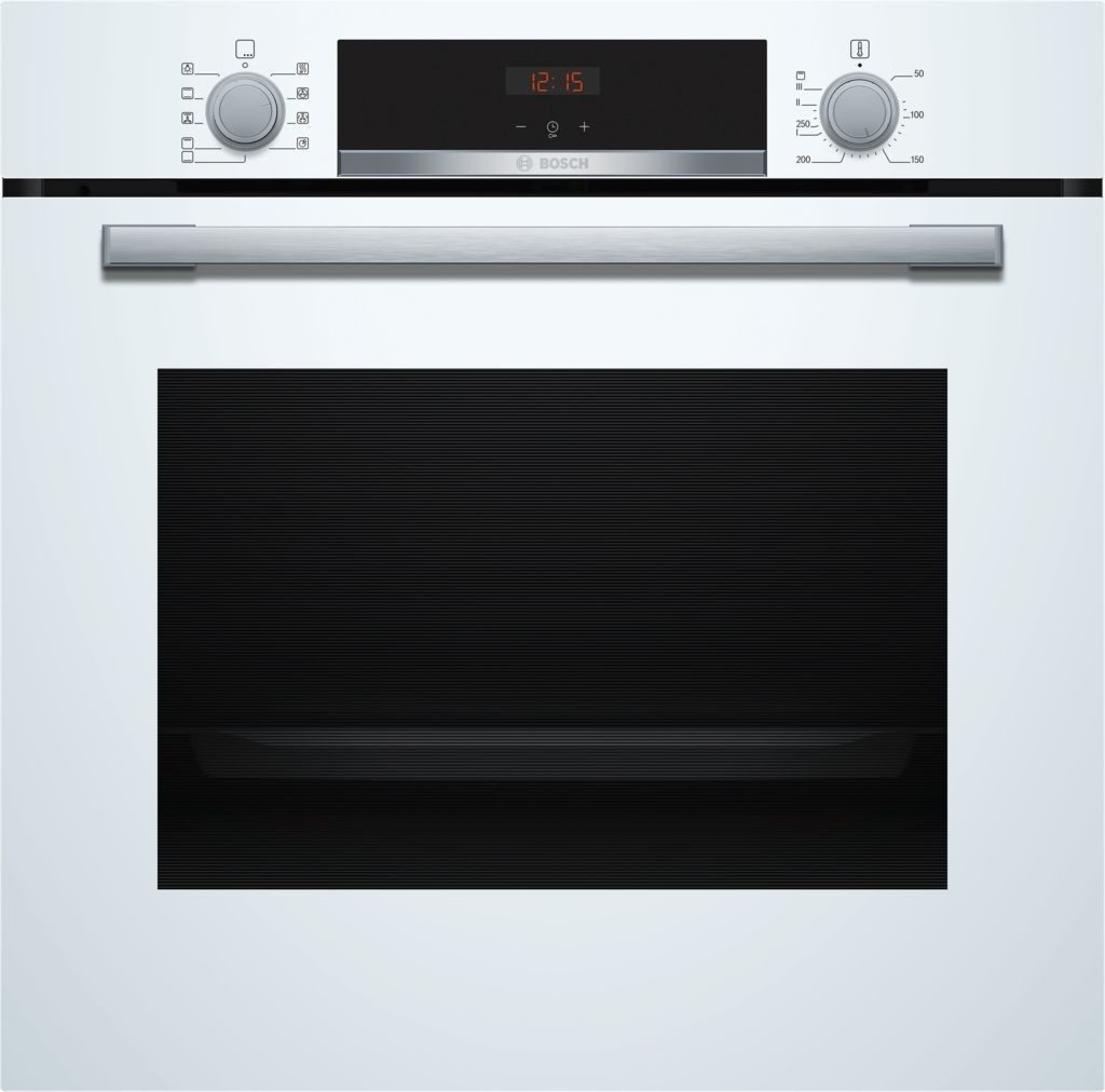 BOSCH Backofen Einbauherd weiß 71 l autark 3D-Heißluft Schnellaufheizung HBA534BW3
