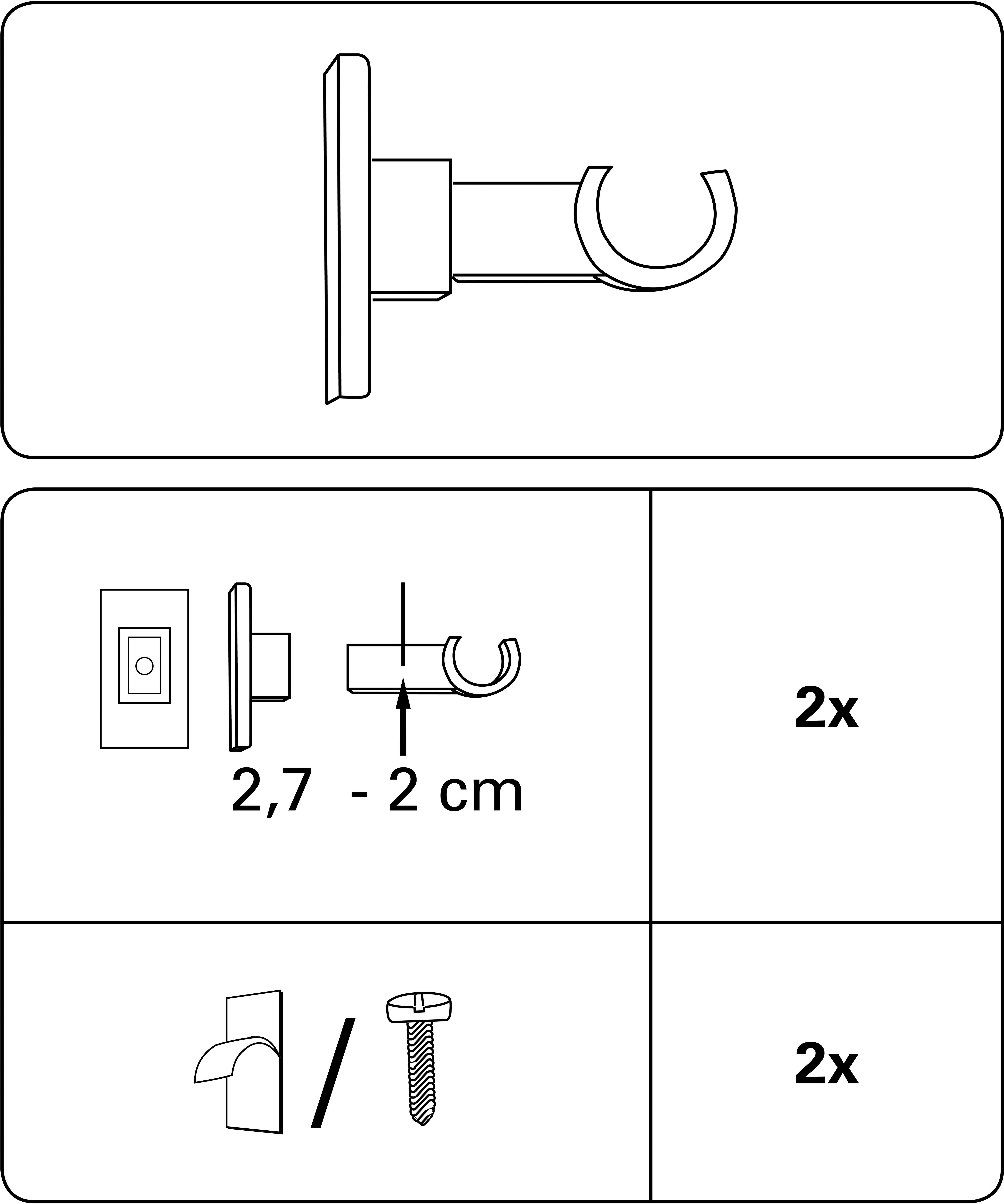 GARDINIA Träger für Caféhausstange Ø 12 mm, (Set, 2-St), Serie Caféhausstange California Ø 10/12 mm – Bild 2 von 4