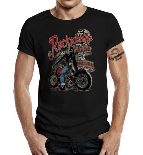 GASOLINE BANDIT® T-Shirt mit coolem Front-Print »"Rockabilly Lives Forever"«