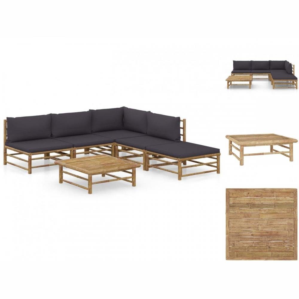 ᐅ vidaXL GartenEssgruppe 6tlg Garten Lounge Set mit Dunkelgrauen