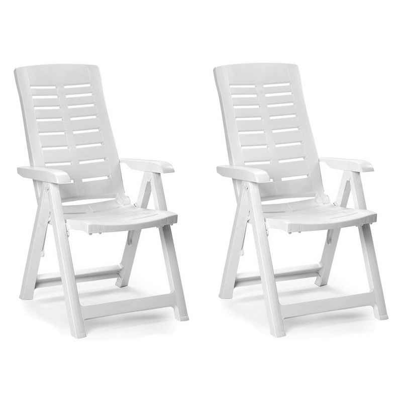 Mojawo Armlehnstuhl 2 Stück Klappstuhl Kunststoff Weiß 5-Positionen
