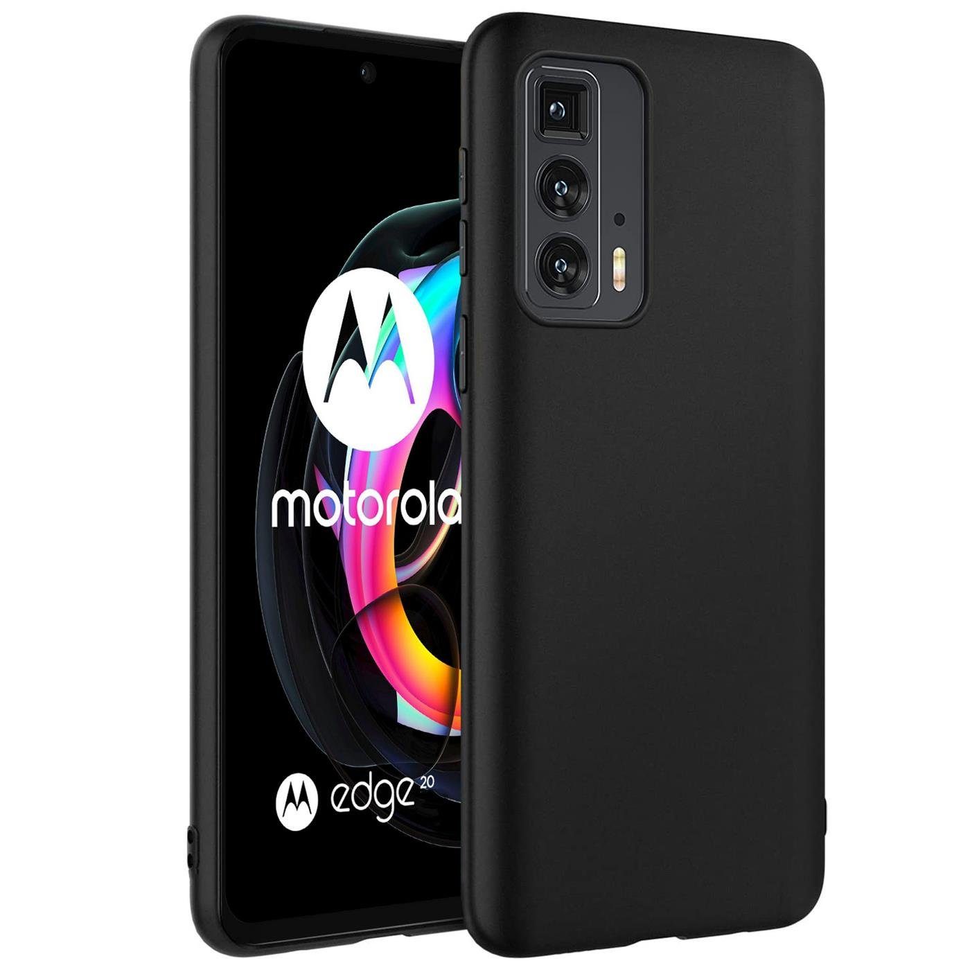 CoolGadget Handyhülle Handy Schutzhülle für Motorola Edge 20 Pro matt schwarz 6,7 Zoll, Silikon TPU Hülle Schutz Tasche Cover schlicht Slim Case