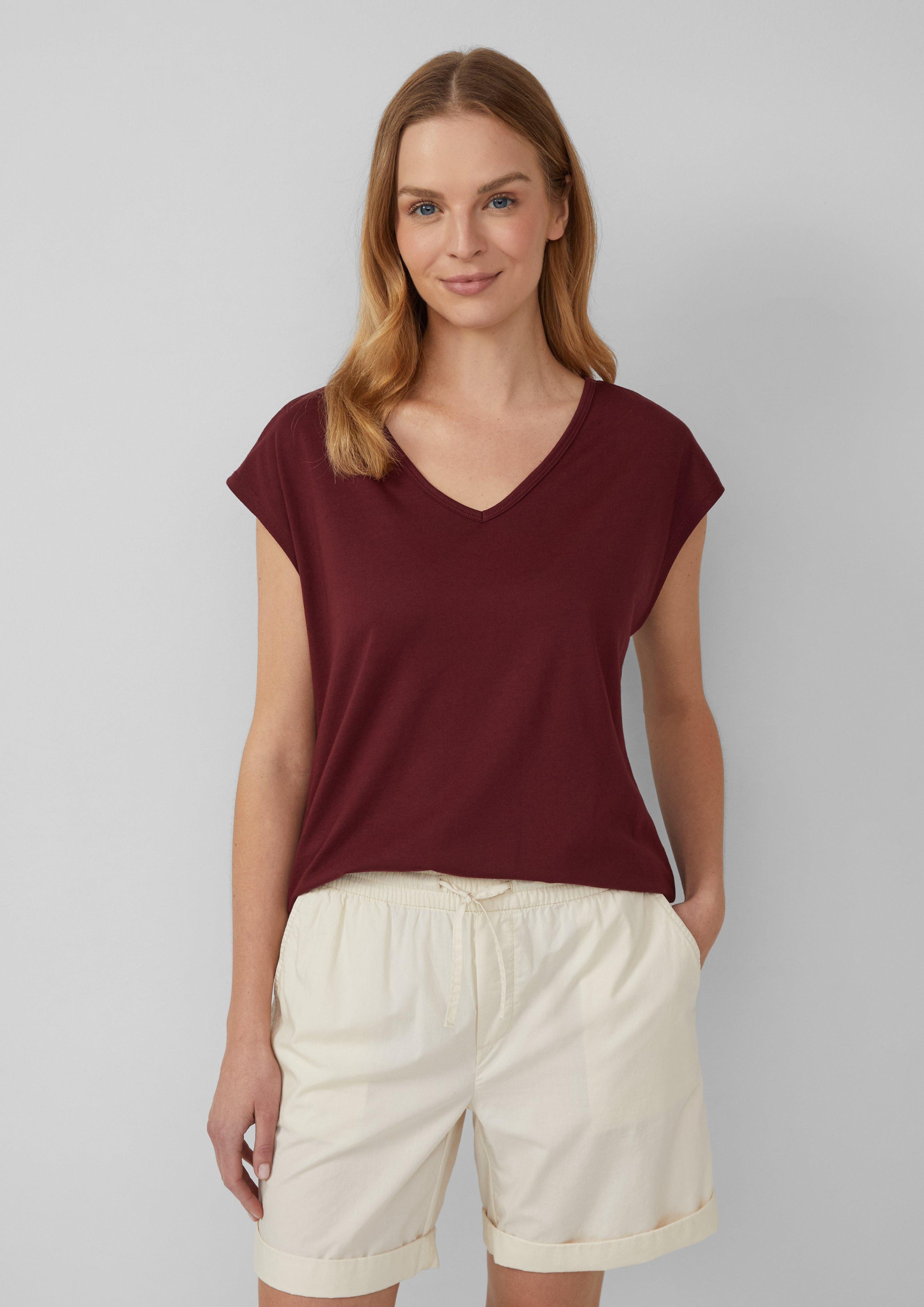 s.Oliver Shirttop T-Shirt mit V-Ausschnitt und günstig online kaufen