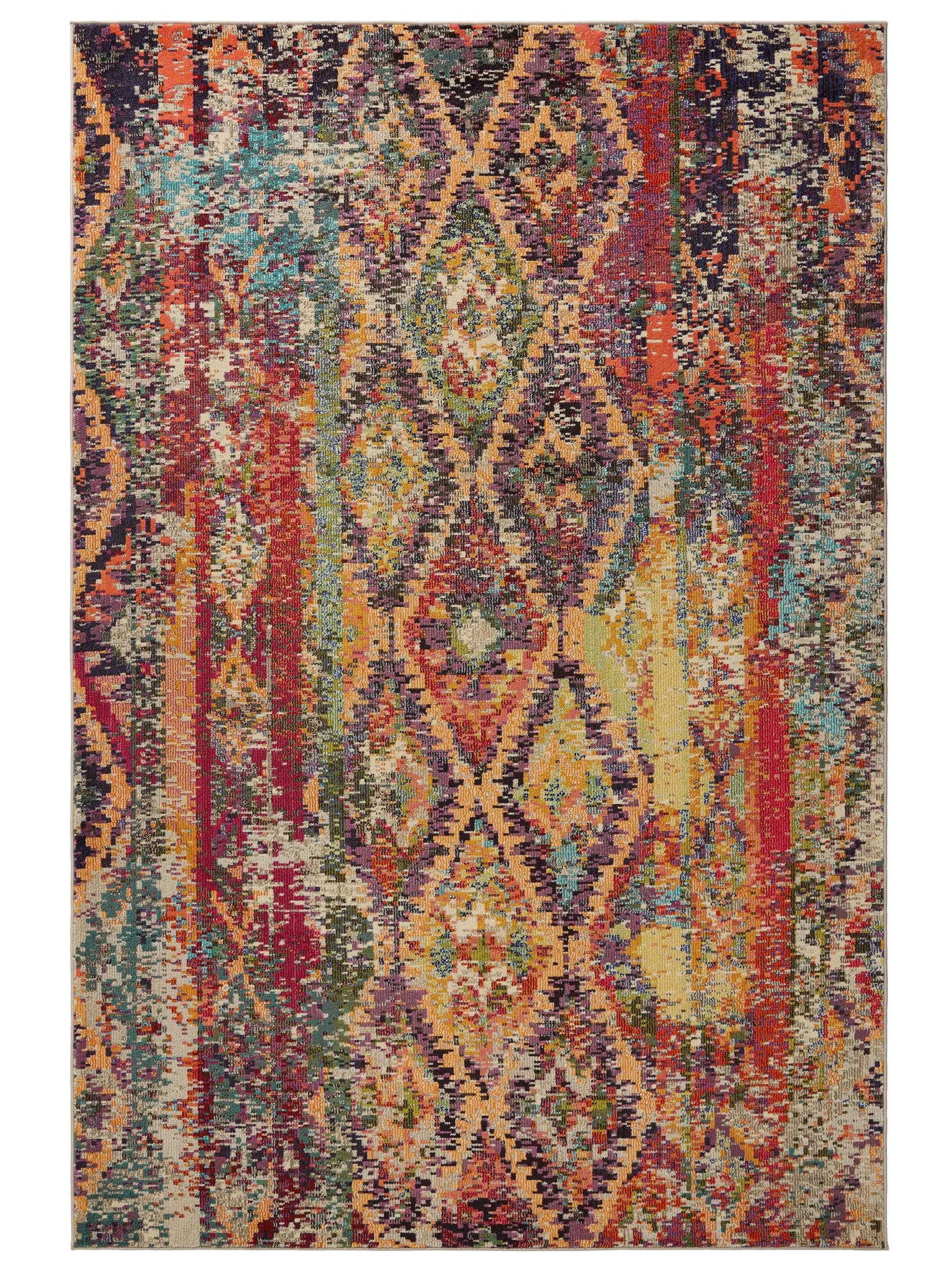 benuta Teppich Casa, rechteckig, Höhe: 11 mm, Teppich Wohnzimmer, Esszimmer, Schlafzimmer, Flur, Farbenfroh, Retro