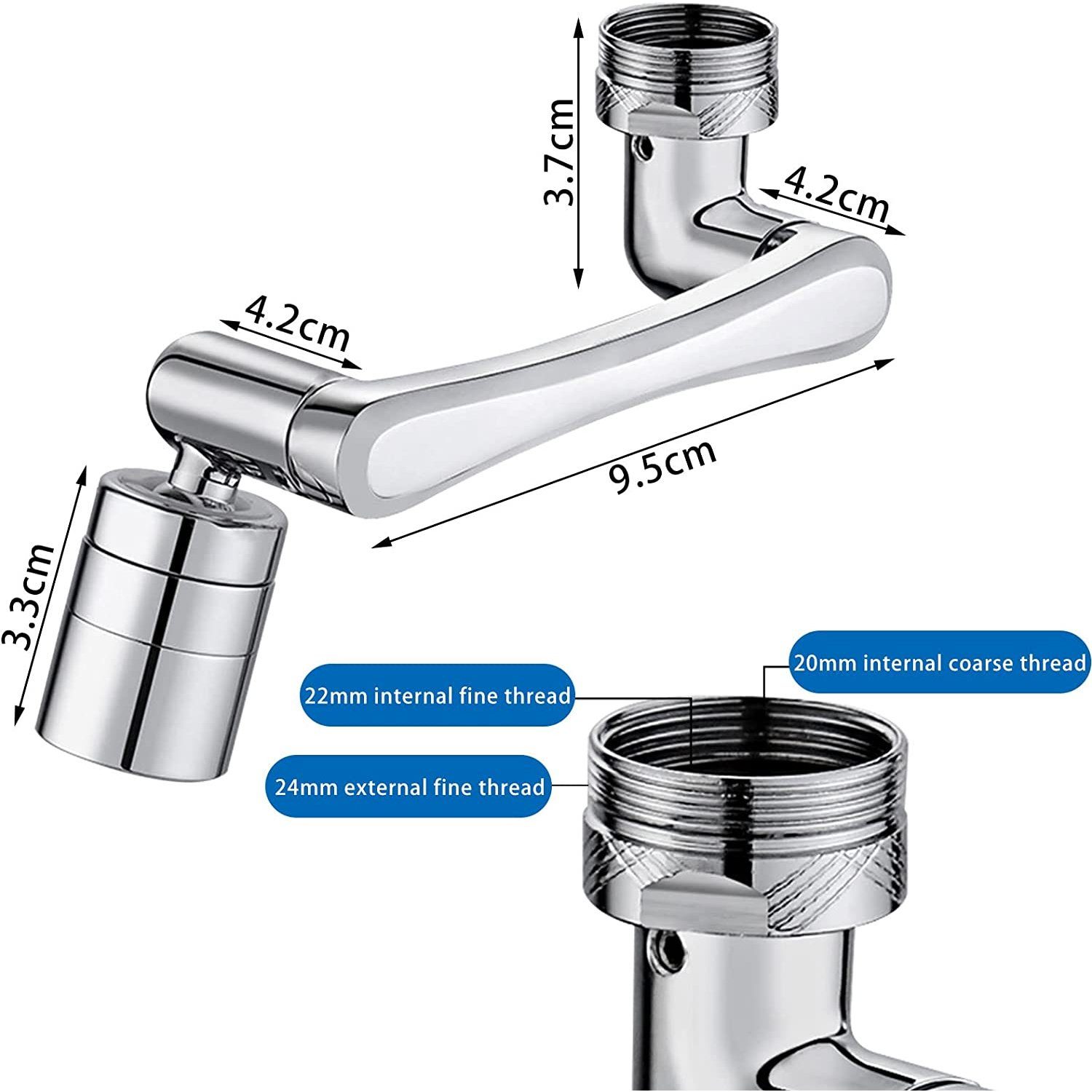 zggzerg Waschtischarmatur Wasserhahn verlängerung, 1440° drehbarer Luftsprudler, 2 Sprühfunktion