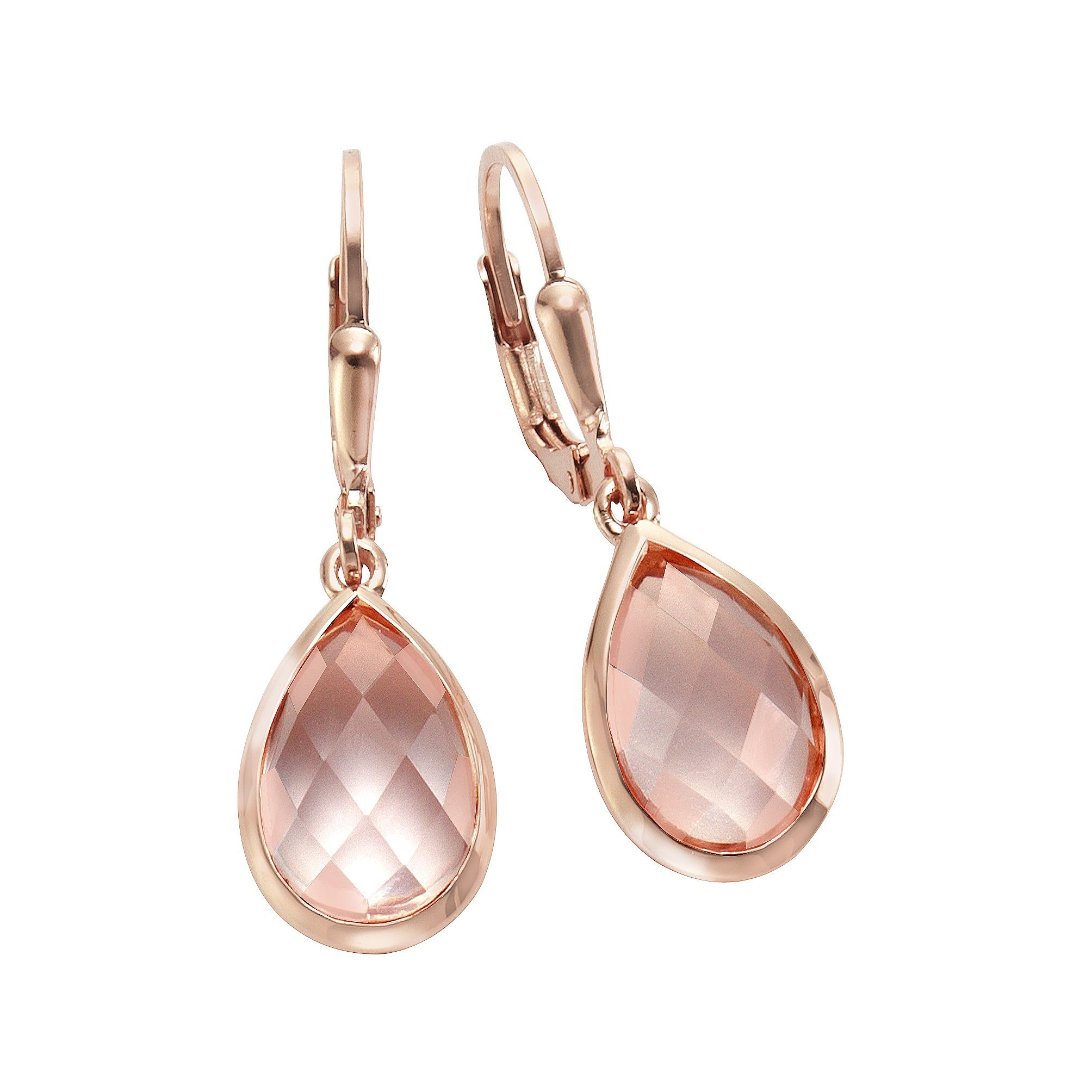Jamelli Paar Ohrhänger Silber 925 rosé-vergoldet mit echten Rosenquarz-Trop günstig online kaufen