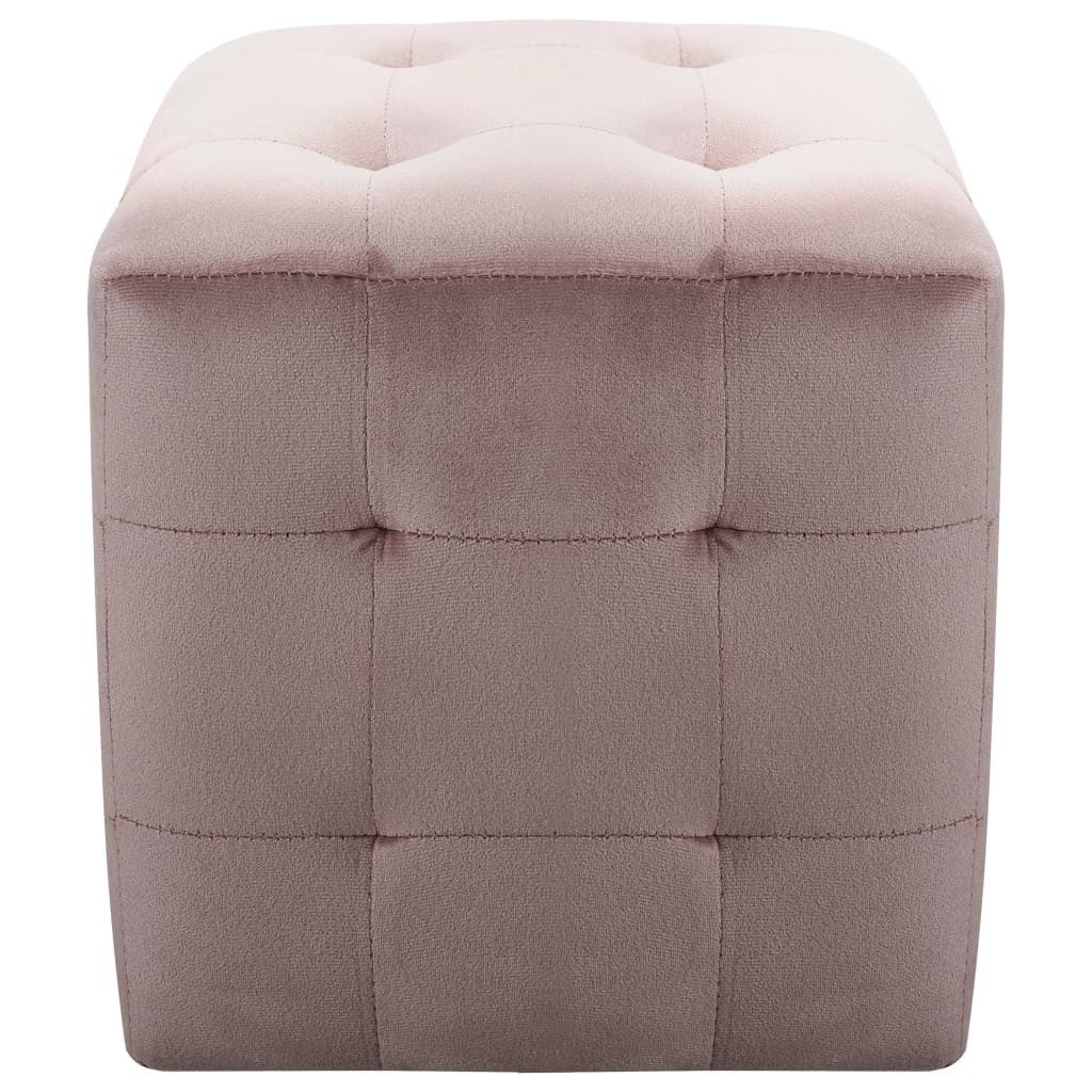 furnicato Pouf Sitzpuff 2er Set 30x30x30 cm Rosa, Polsterhocker-Set mit Massivholz-Rahmen für dein Wohnzimmer