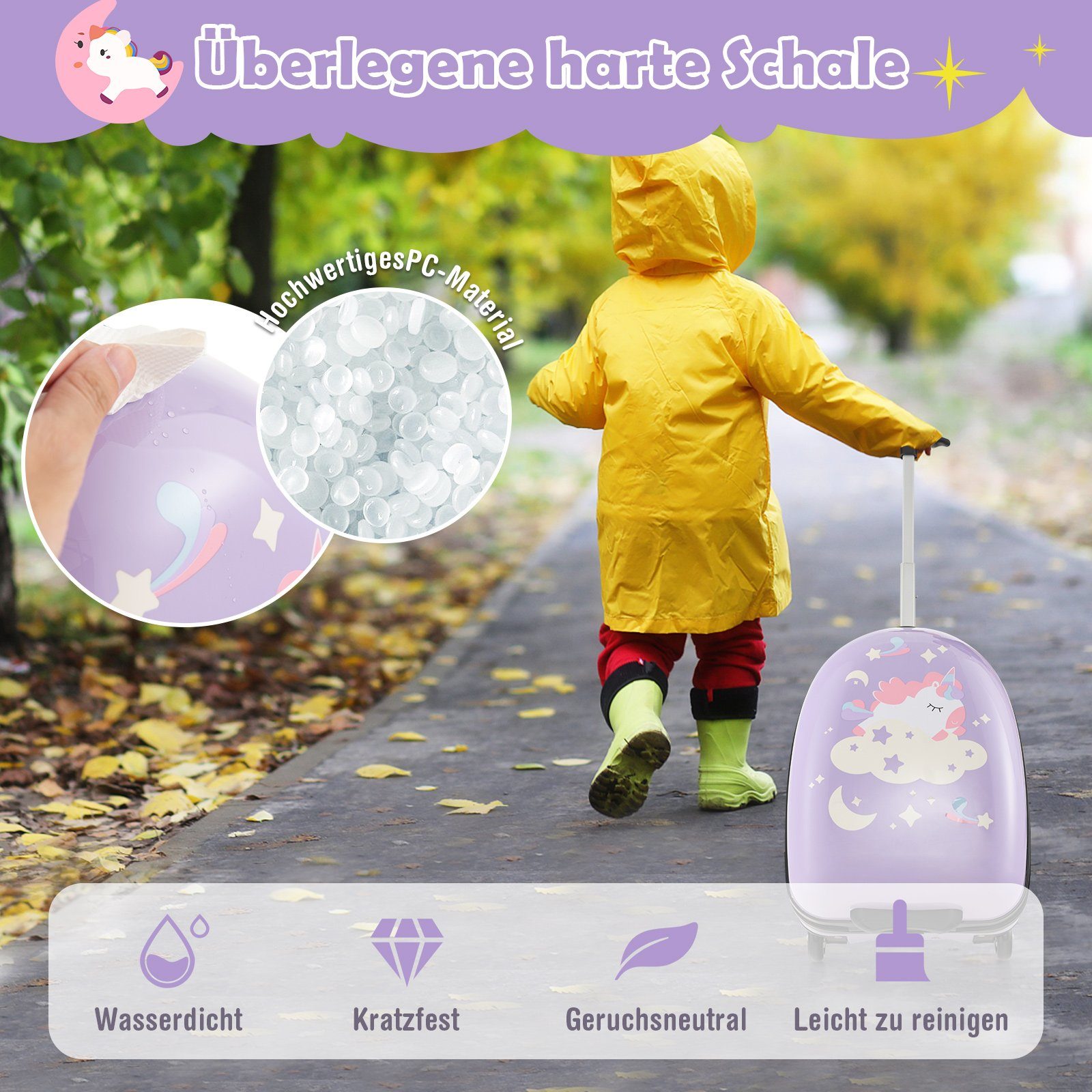 COSTWAY Kinderkoffer Kinderrolley, mit 2 Rollen