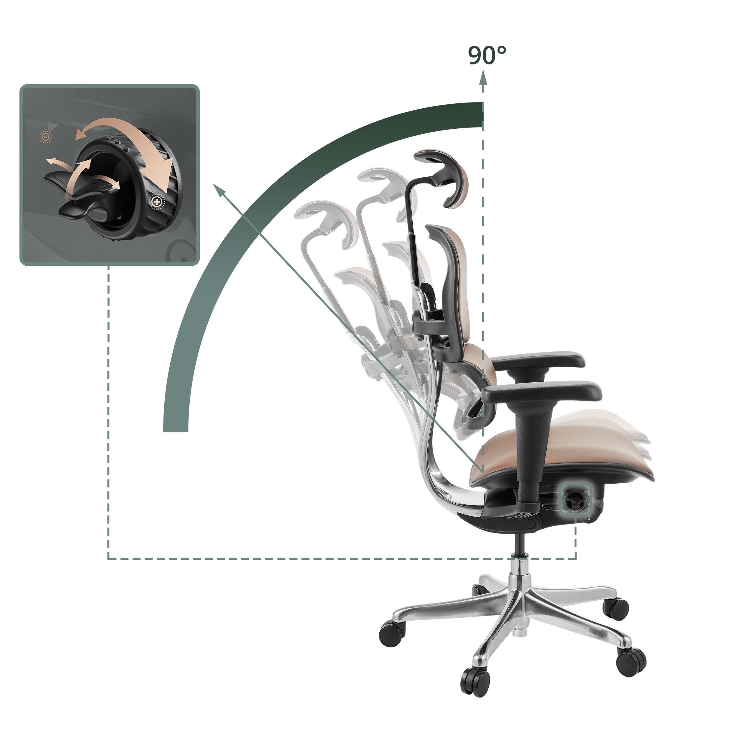 hjh OFFICE Drehstuhl Luxus Chefsessel Ergohuman Ultra L Gen2 Leder (1 St), Profi Bürostuhl Schreibtischstuhl ergonomisch