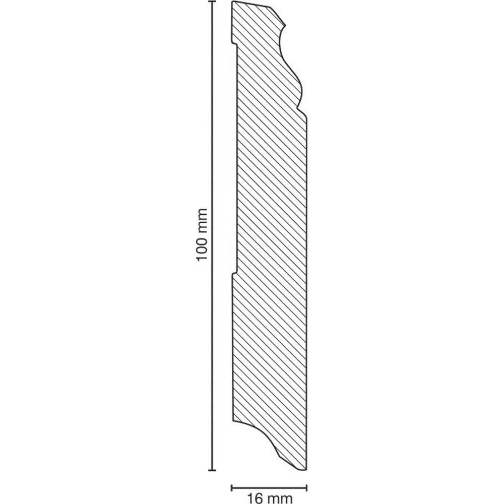 PROVISTON Sockelleiste MDF, 16 x 100 x 2500 mm, Weiß, Fußleiste Berliner Profil, L: 250 cm