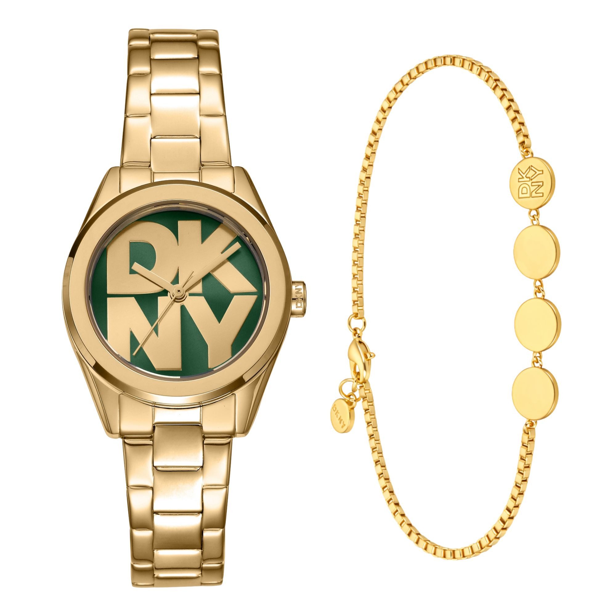 DKNY Quarzuhr Logo Watch Set DK1L145M0065, (Set, 2-tlg., mit Armband), Armbanduhr, Damenuhr, Edelstahlarmband, Ideal auch als Geschenk