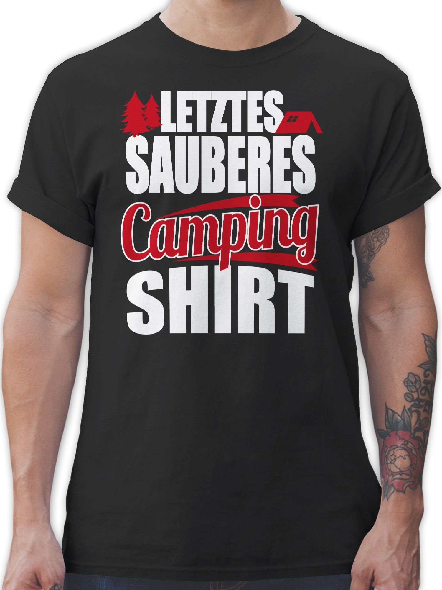 Shirtracer T-Shirt Letztes sauberes Camping Hobby Shirt Outfit 1 Schwarz