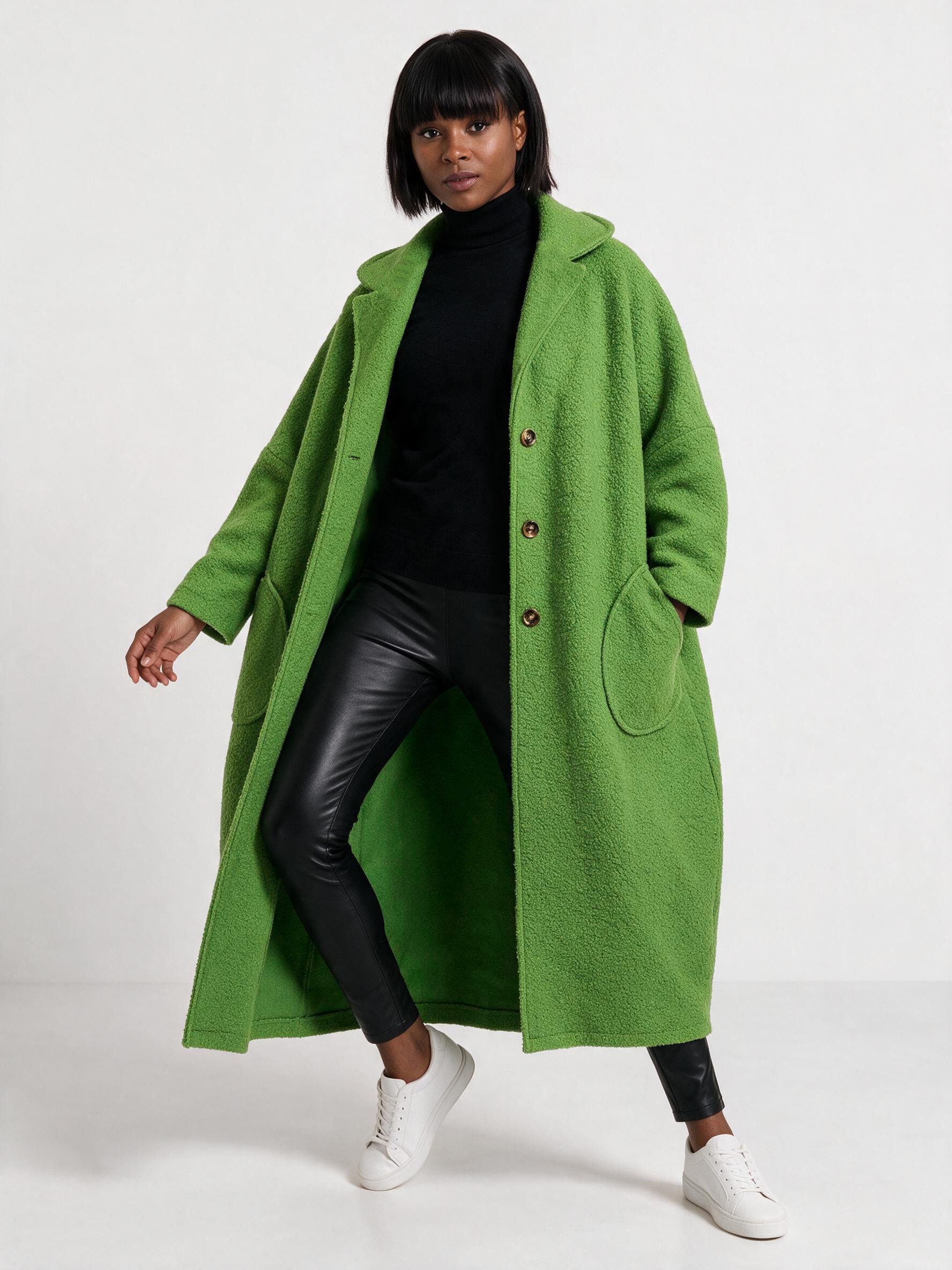 YC Fashion & Style Langmantel Oversize Übergang Mantel Bouclé-Optik Brit-Chic One Size Gr. 38–54